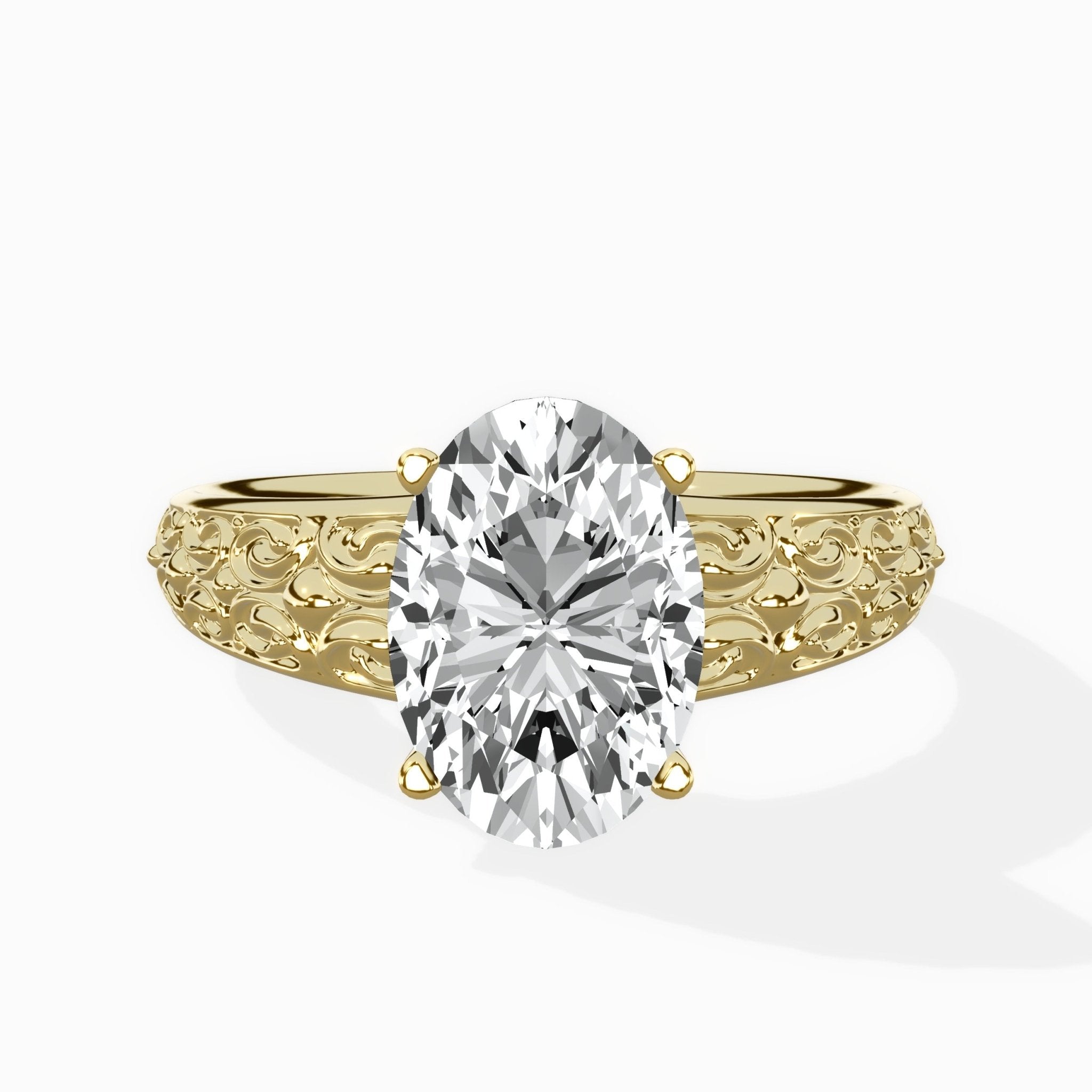 Vintage Scrollwork Solitaire Ring Engagement Ring - The Better Diamonds