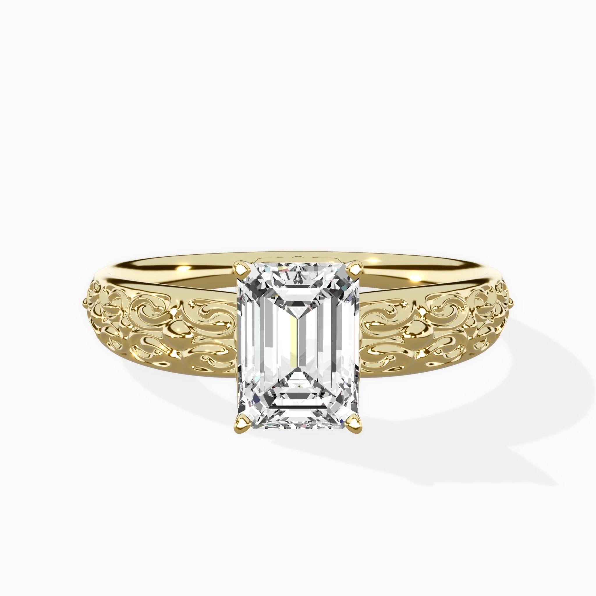 Vintage Scrollwork Solitaire Ring Engagement Ring - The Better Diamonds