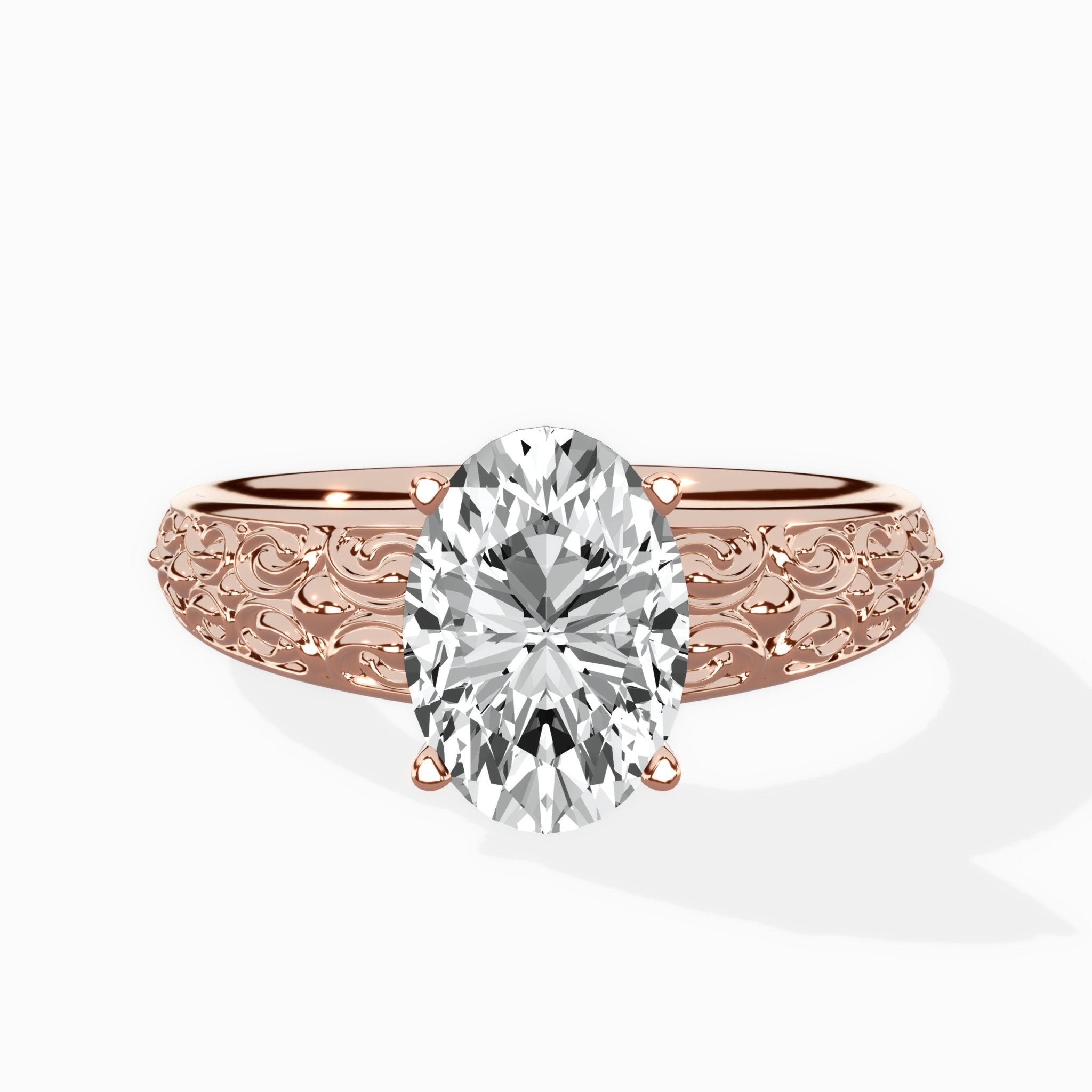 Vintage Scrollwork Solitaire Ring Engagement Ring - The Better Diamonds
