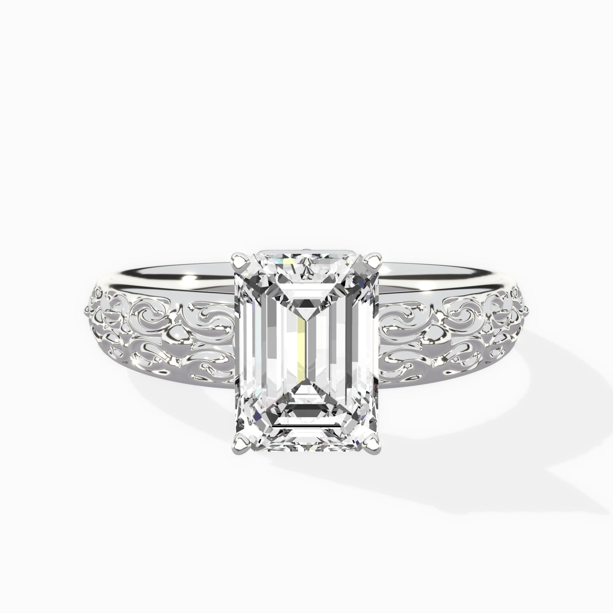 Vintage Scrollwork Solitaire Ring Engagement Ring - The Better Diamonds