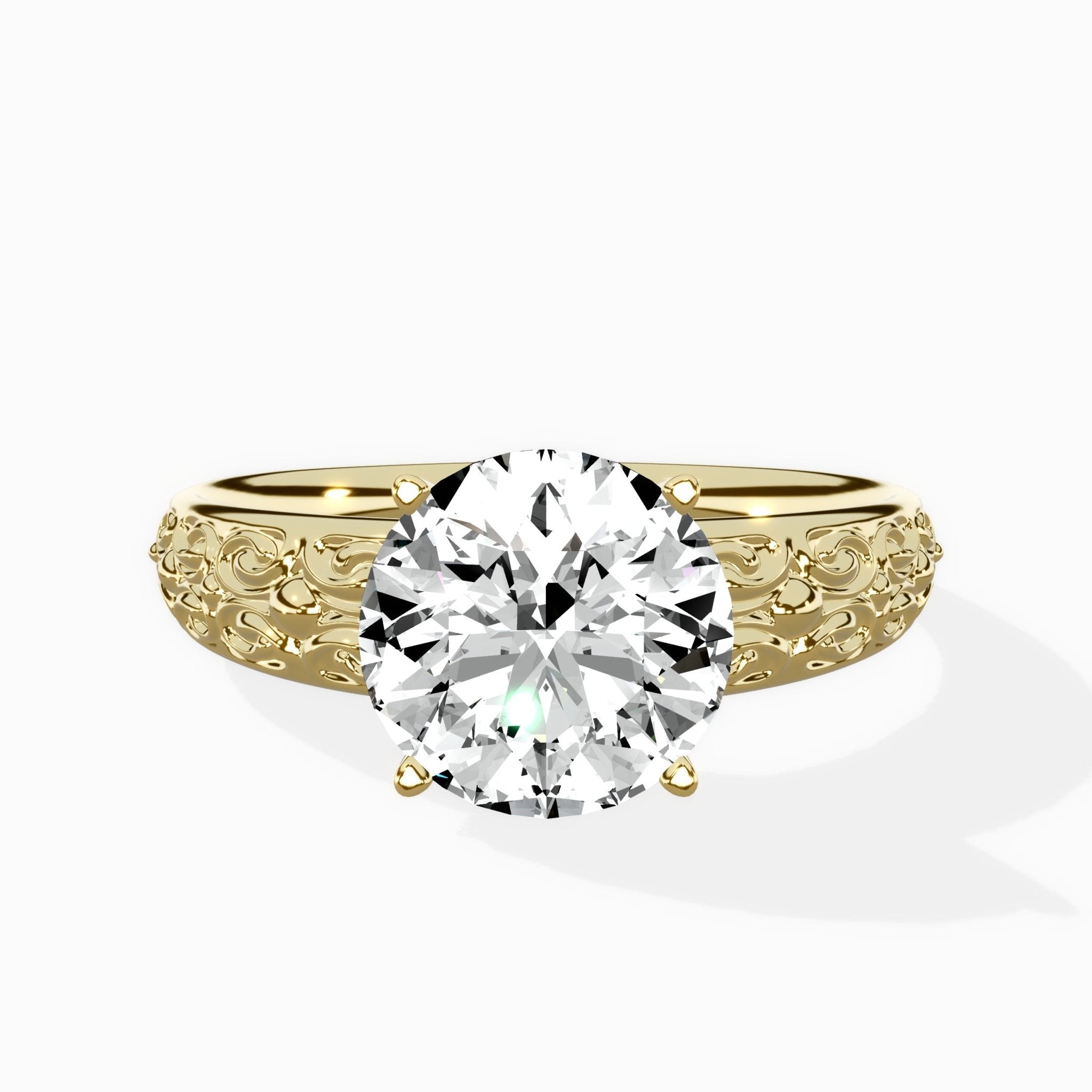 Vintage Scrollwork Solitaire Ring Engagement Ring - The Better Diamonds