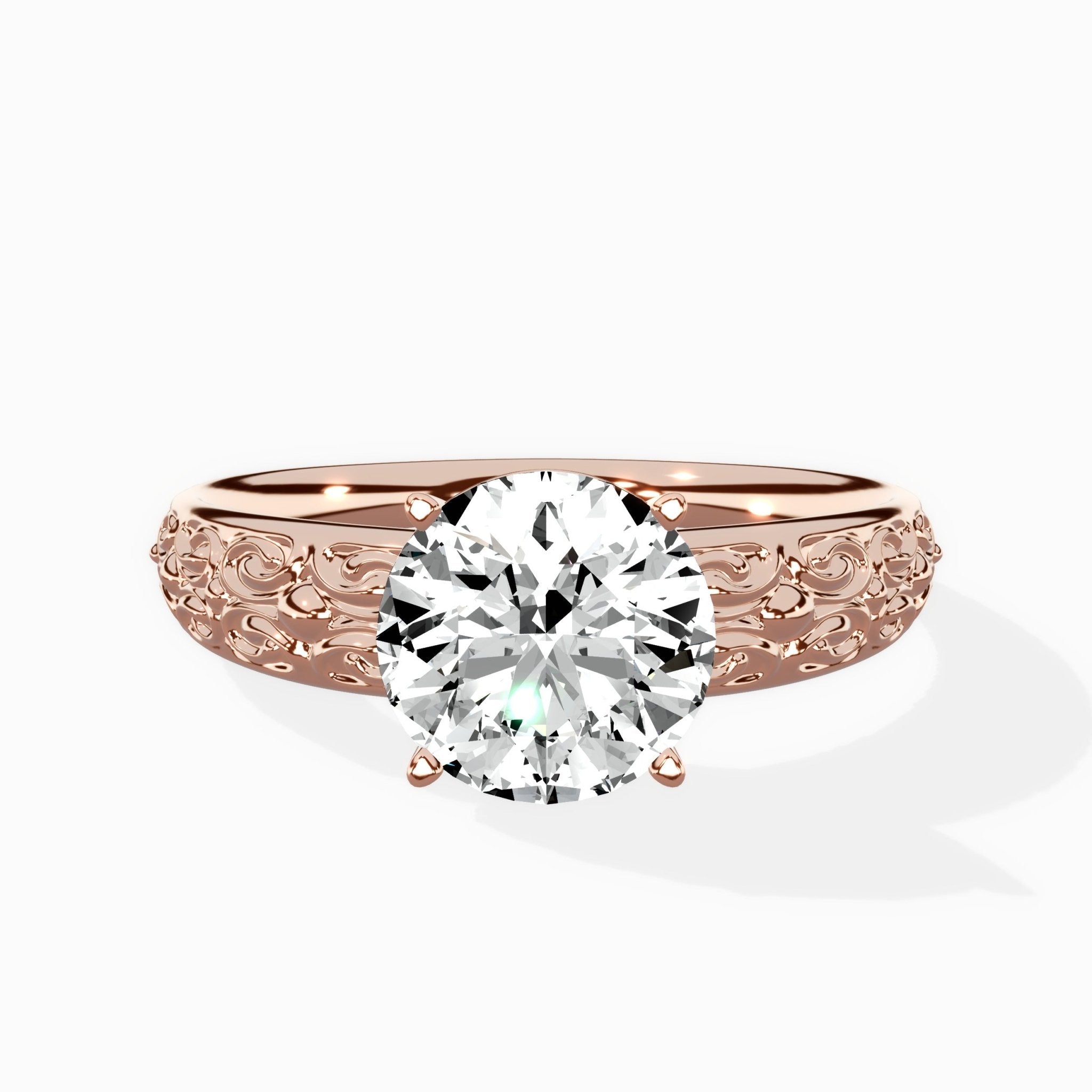 Vintage Scrollwork Solitaire Ring Engagement Ring - The Better Diamonds