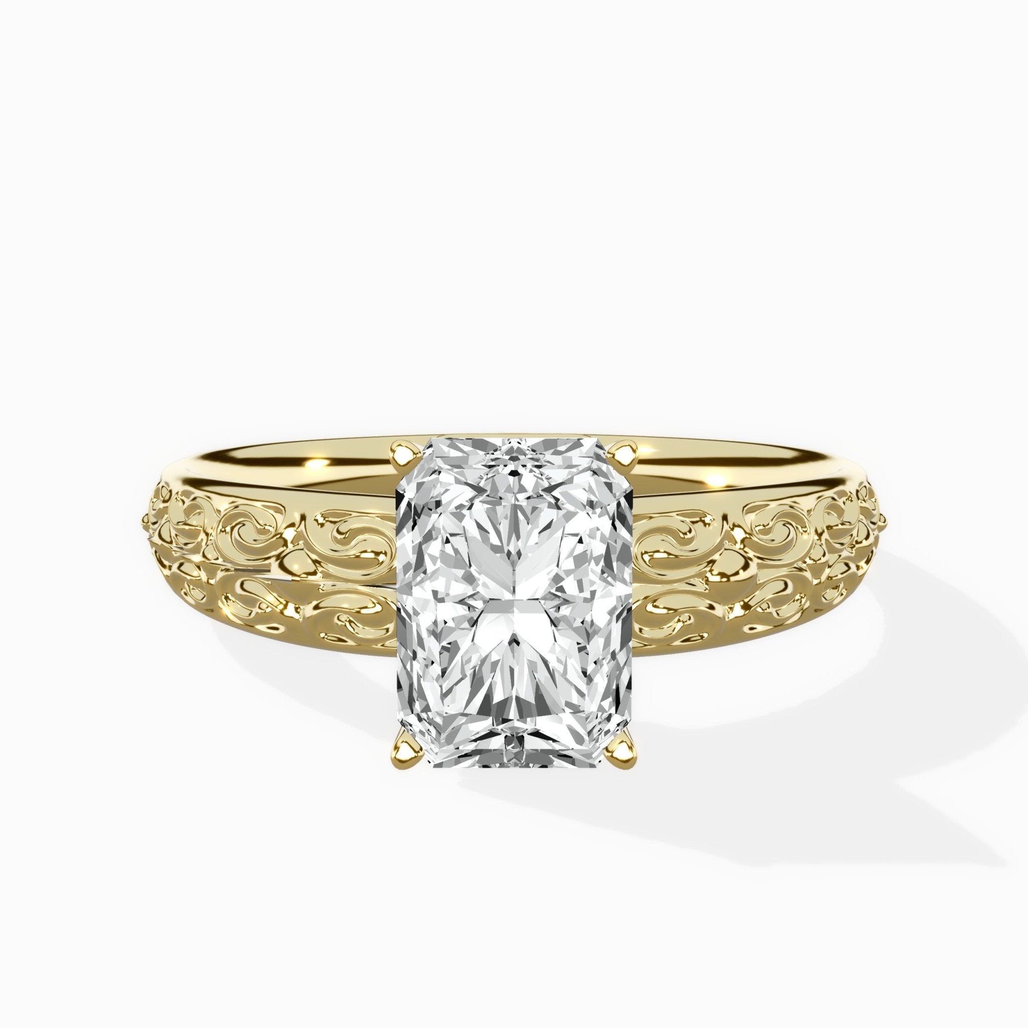 Vintage Scrollwork Solitaire Ring Engagement Ring - The Better Diamonds