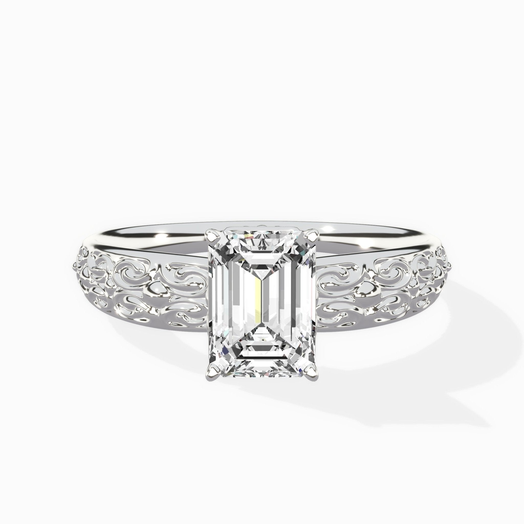 Vintage Scrollwork Solitaire Ring Engagement Ring - The Better Diamonds