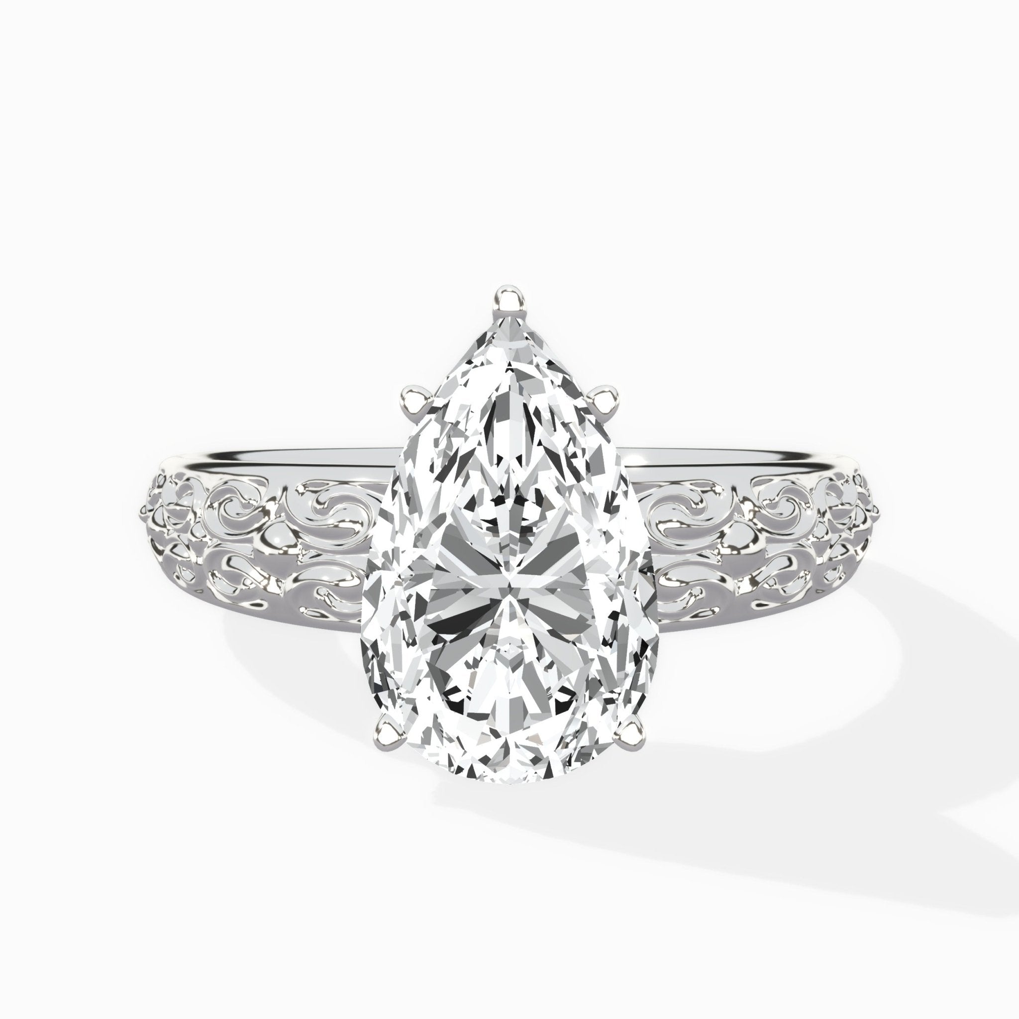 Vintage Scrollwork Solitaire Ring Engagement Ring - The Better Diamonds