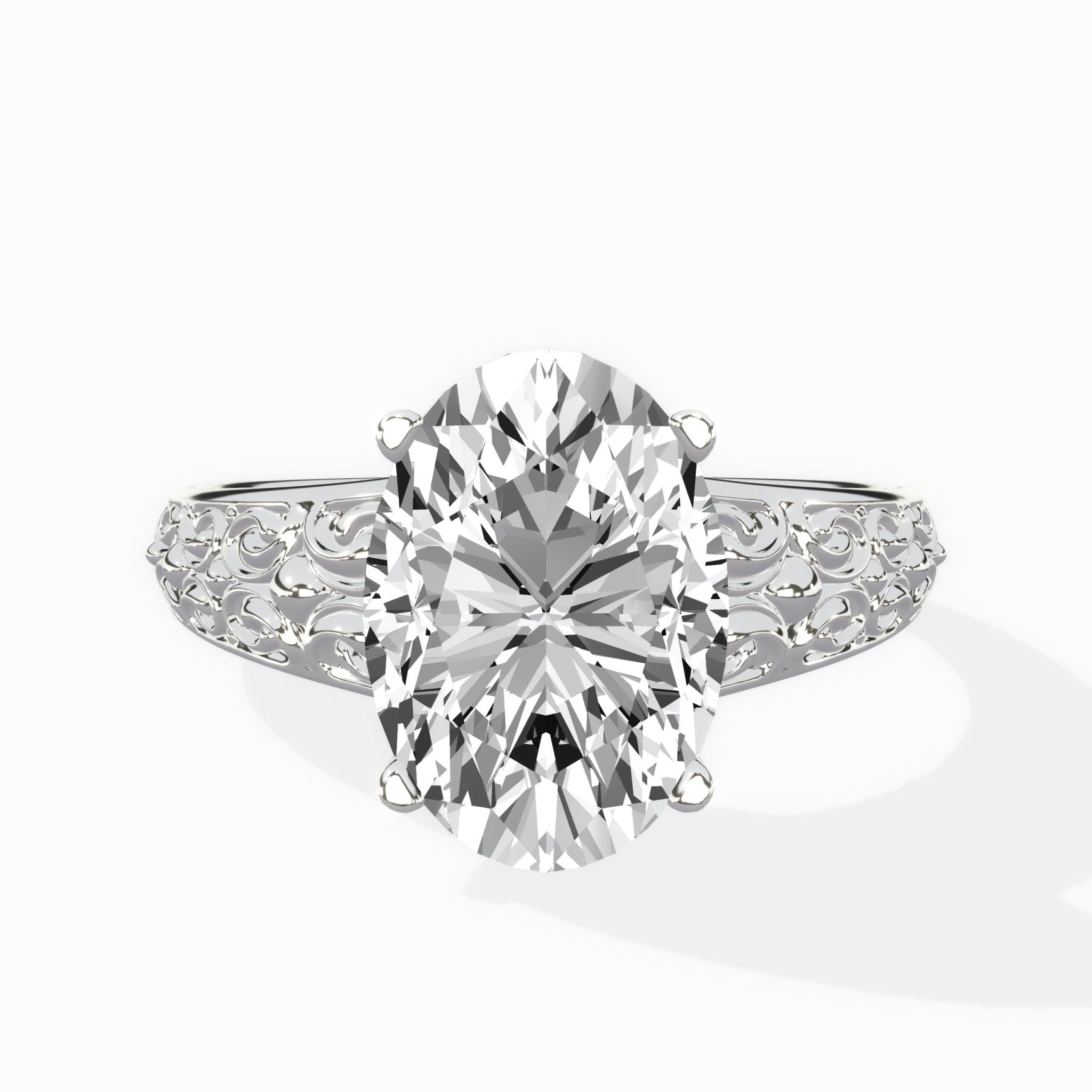 Vintage Scrollwork Solitaire Ring Engagement Ring - The Better Diamonds
