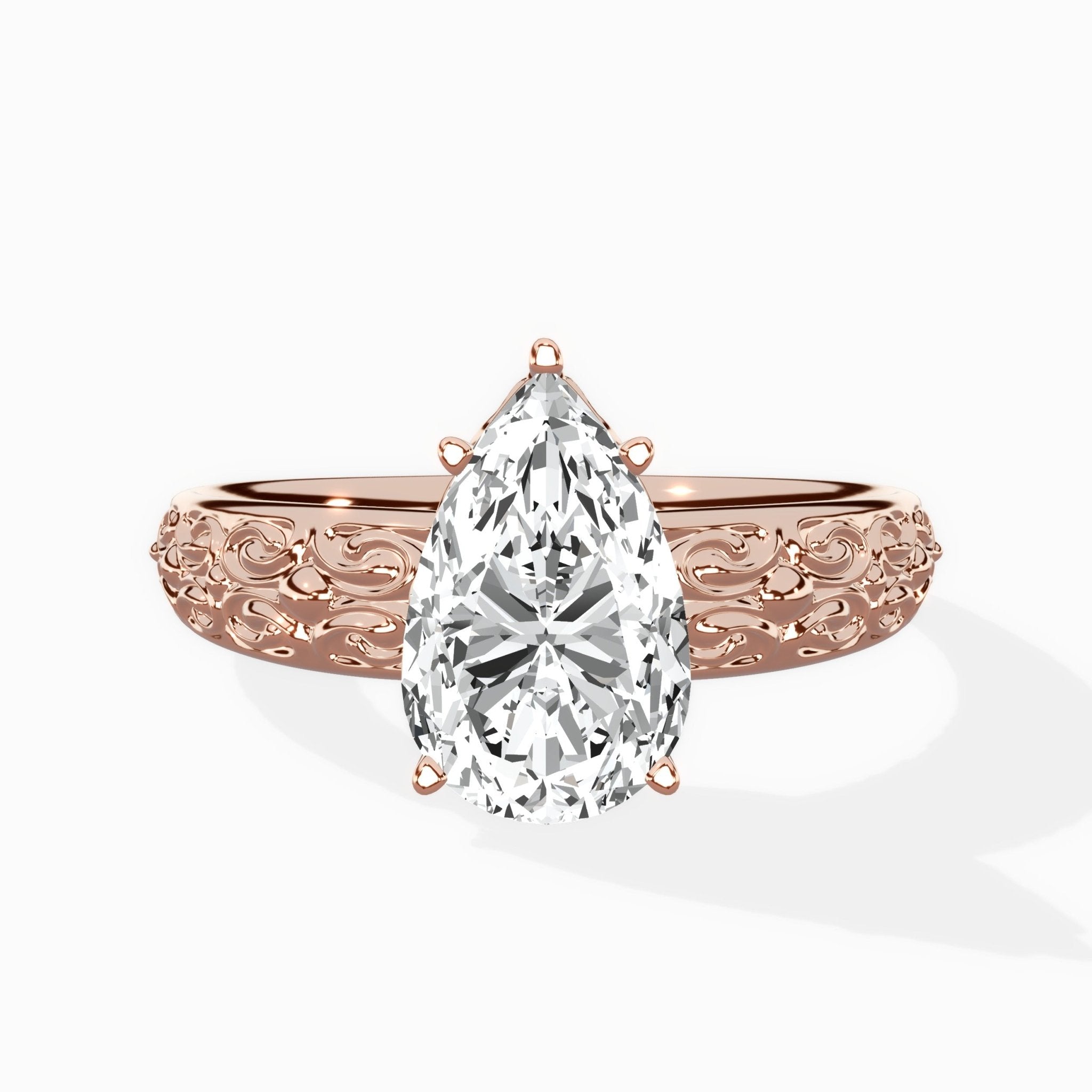 Vintage Scrollwork Solitaire Ring Engagement Ring - The Better Diamonds