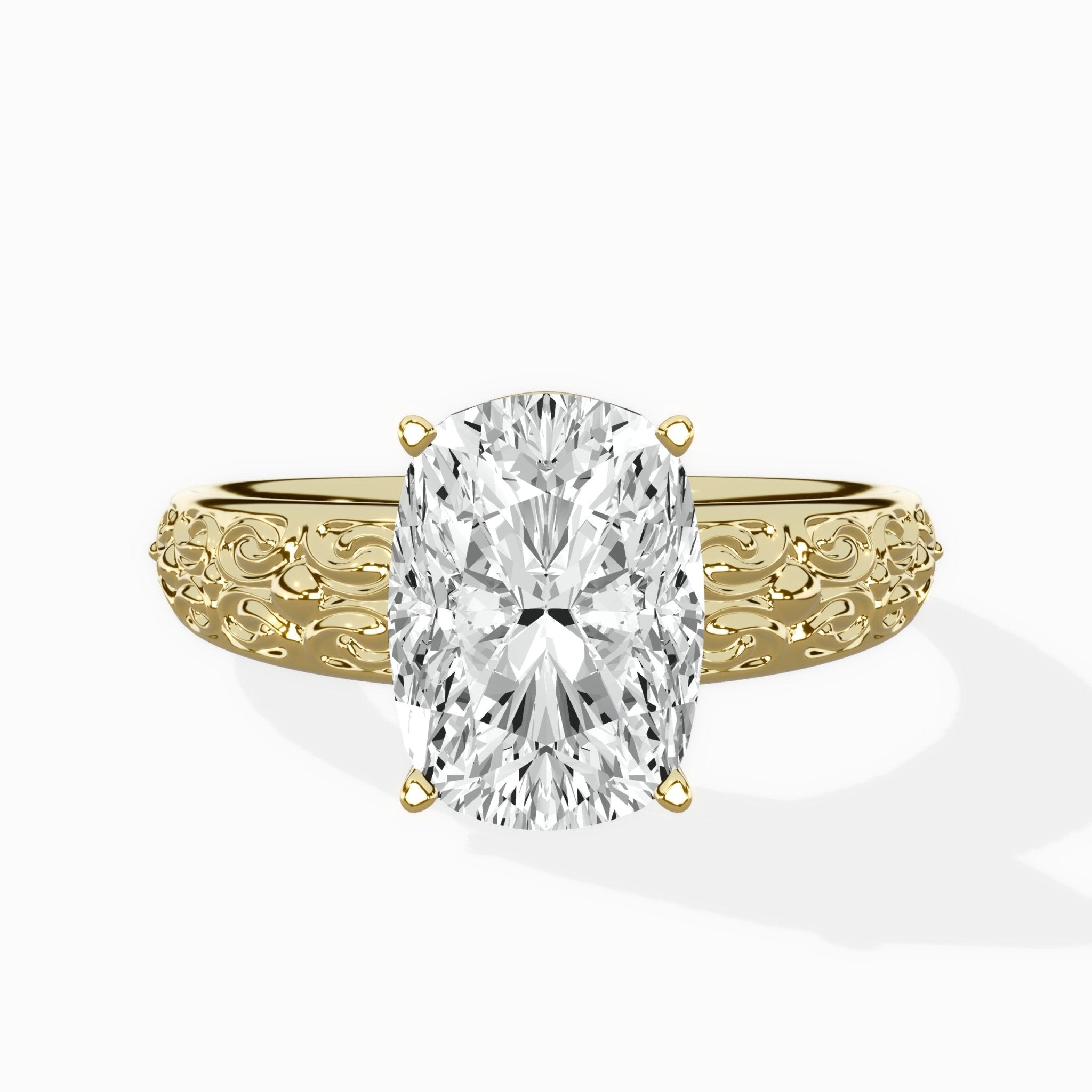 Vintage Scrollwork Solitaire Ring Engagement Ring - The Better Diamonds