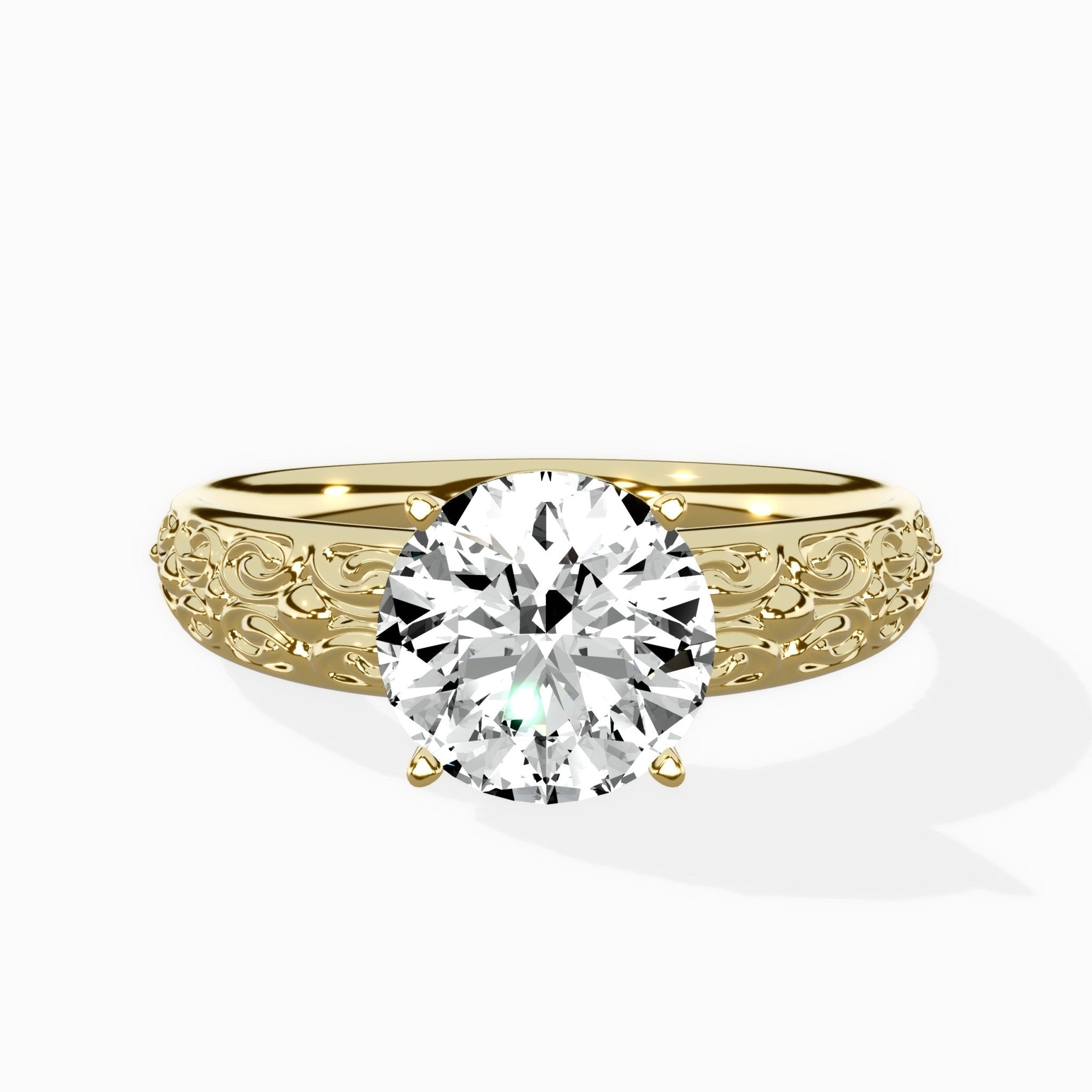Vintage Scrollwork Solitaire Ring Engagement Ring - The Better Diamonds