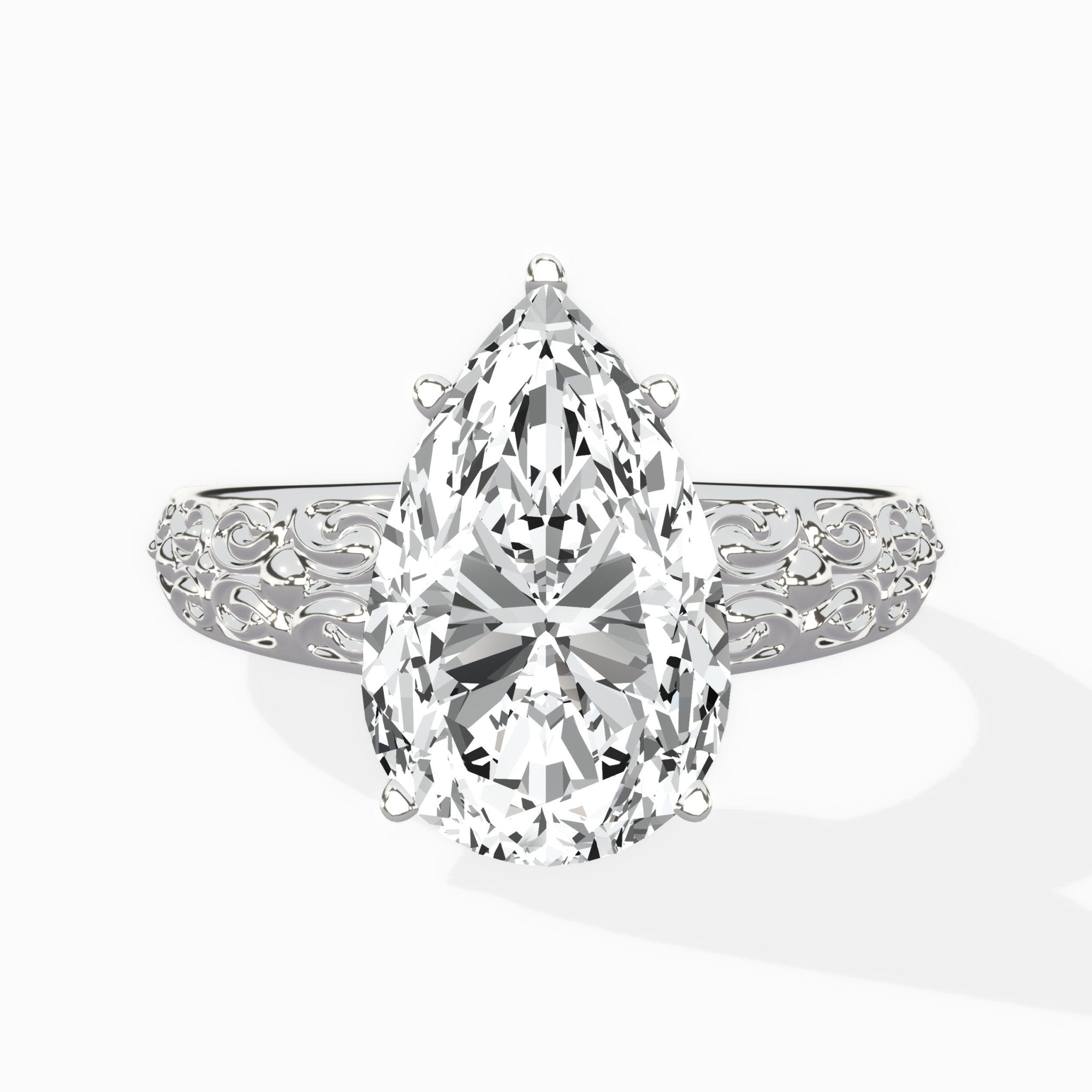 Vintage Scrollwork Solitaire Ring Engagement Ring - The Better Diamonds