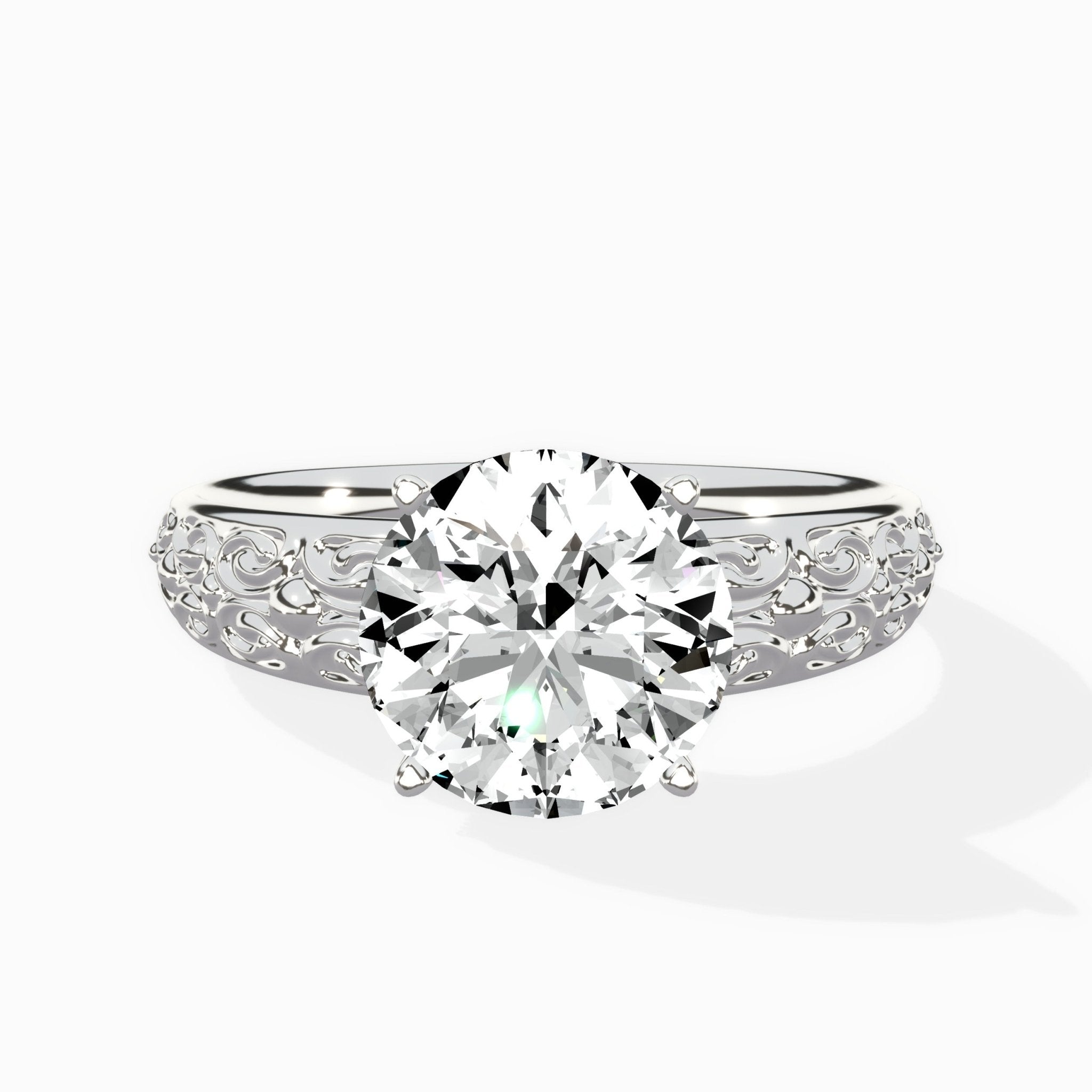 Vintage Scrollwork Solitaire Ring Engagement Ring - The Better Diamonds