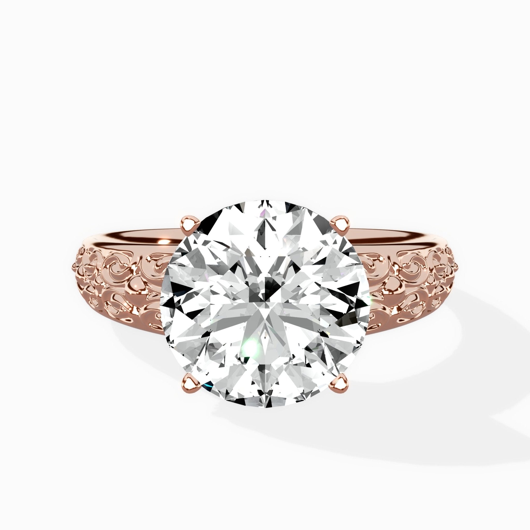 Vintage Scrollwork Solitaire Ring Engagement Ring - The Better Diamonds