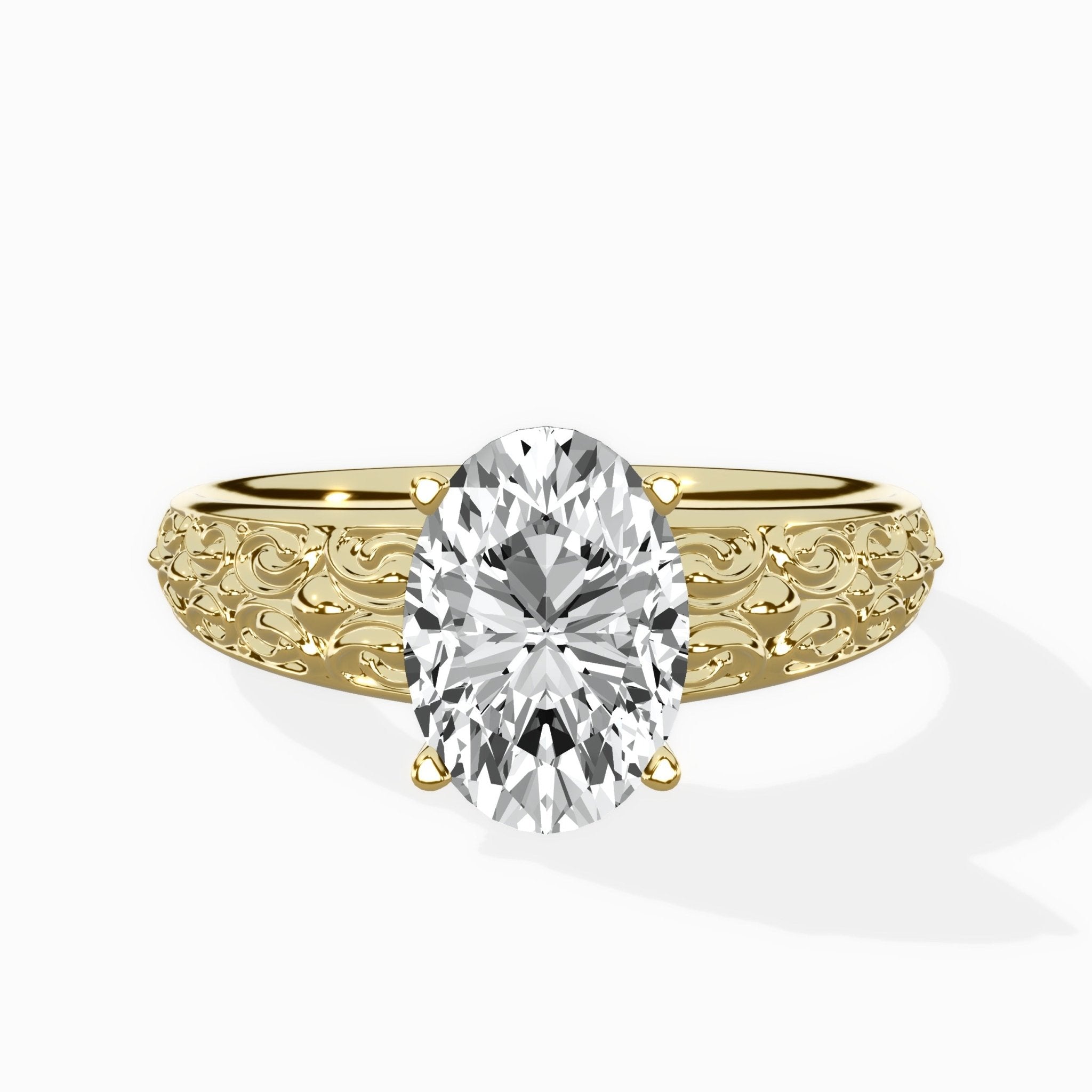 Vintage Scrollwork Solitaire Ring Engagement Ring - The Better Diamonds