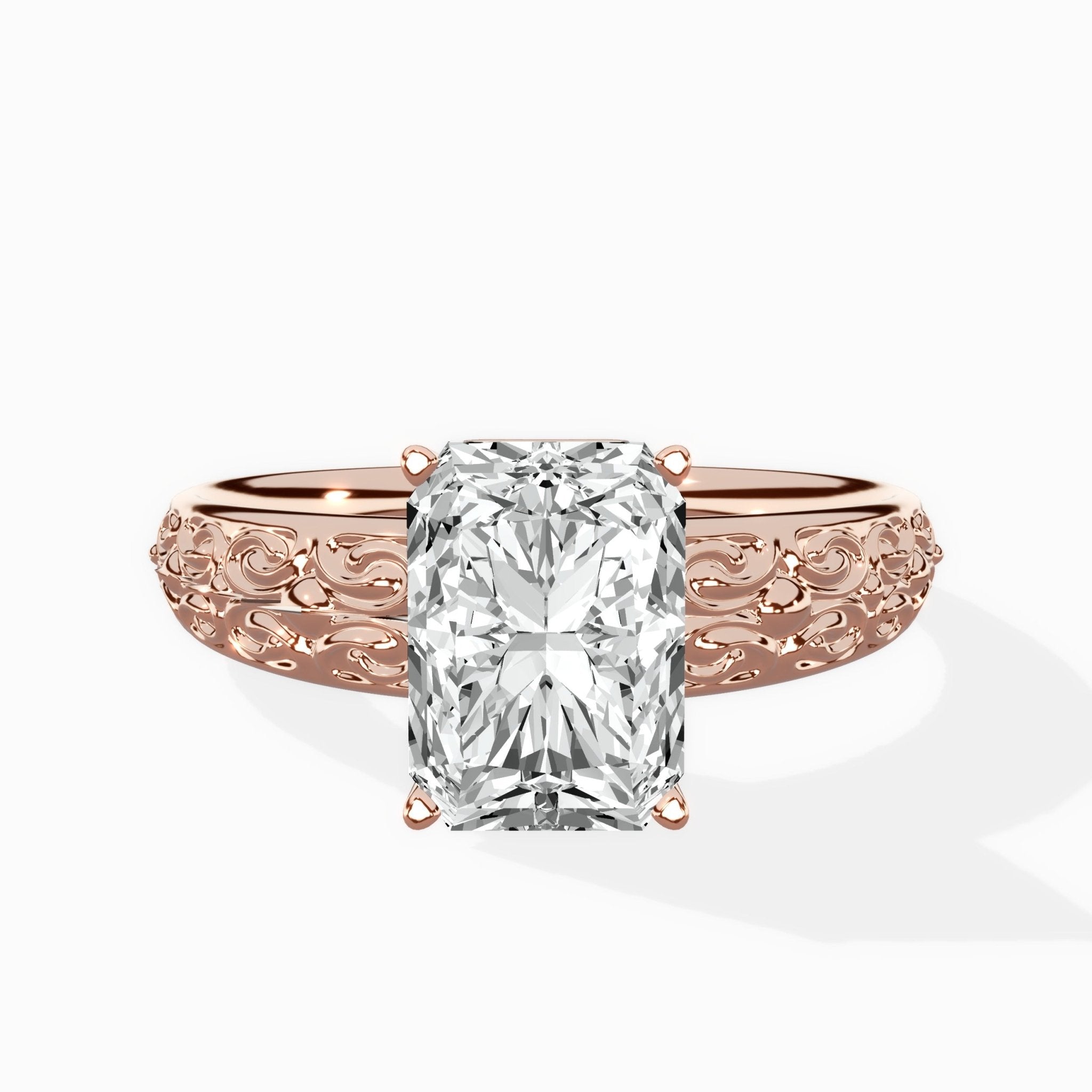 Vintage Scrollwork Solitaire Ring Engagement Ring - The Better Diamonds