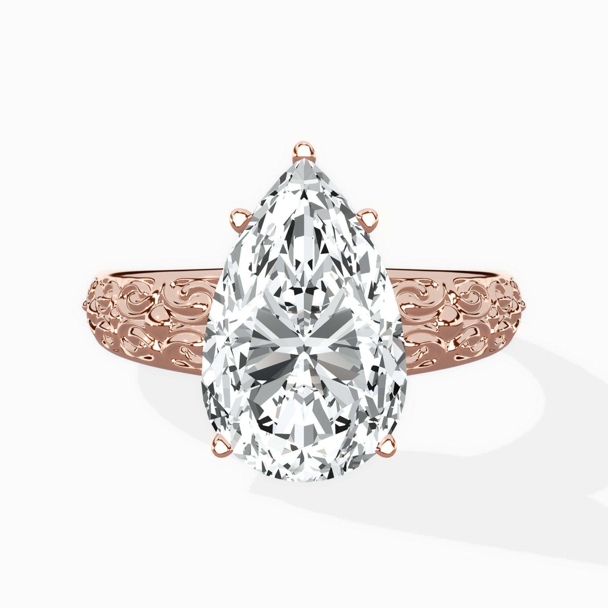 Vintage Scrollwork Solitaire Ring Engagement Ring - The Better Diamonds