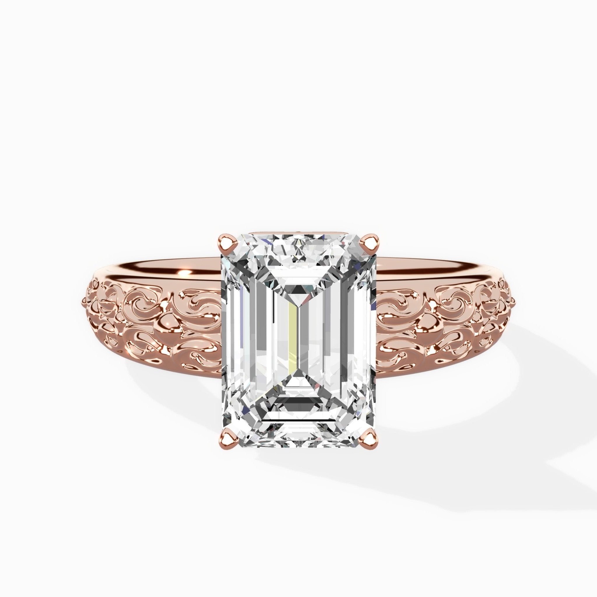 Vintage Scrollwork Solitaire Ring Engagement Ring - The Better Diamonds