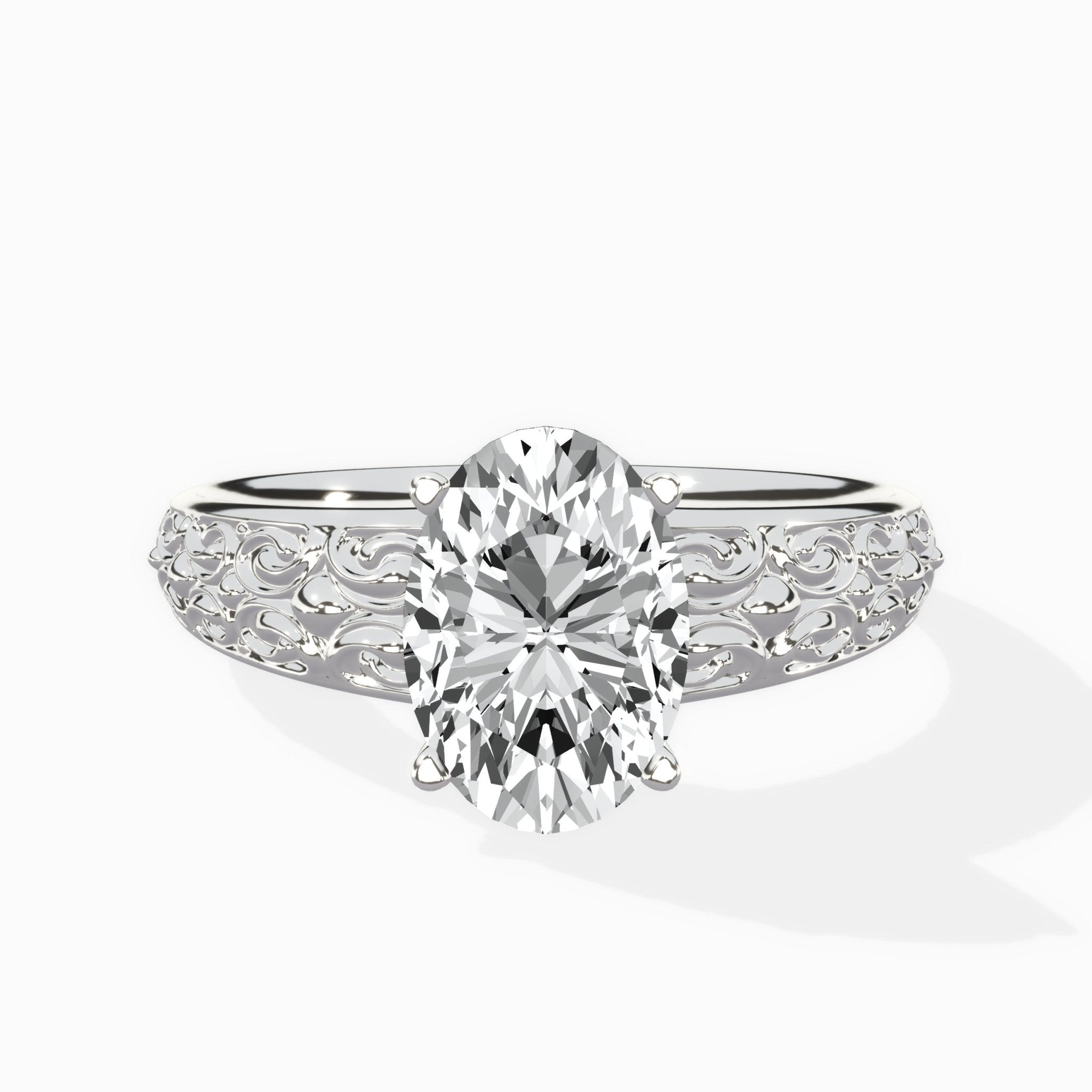 Vintage Scrollwork Solitaire Ring Engagement Ring - The Better Diamonds