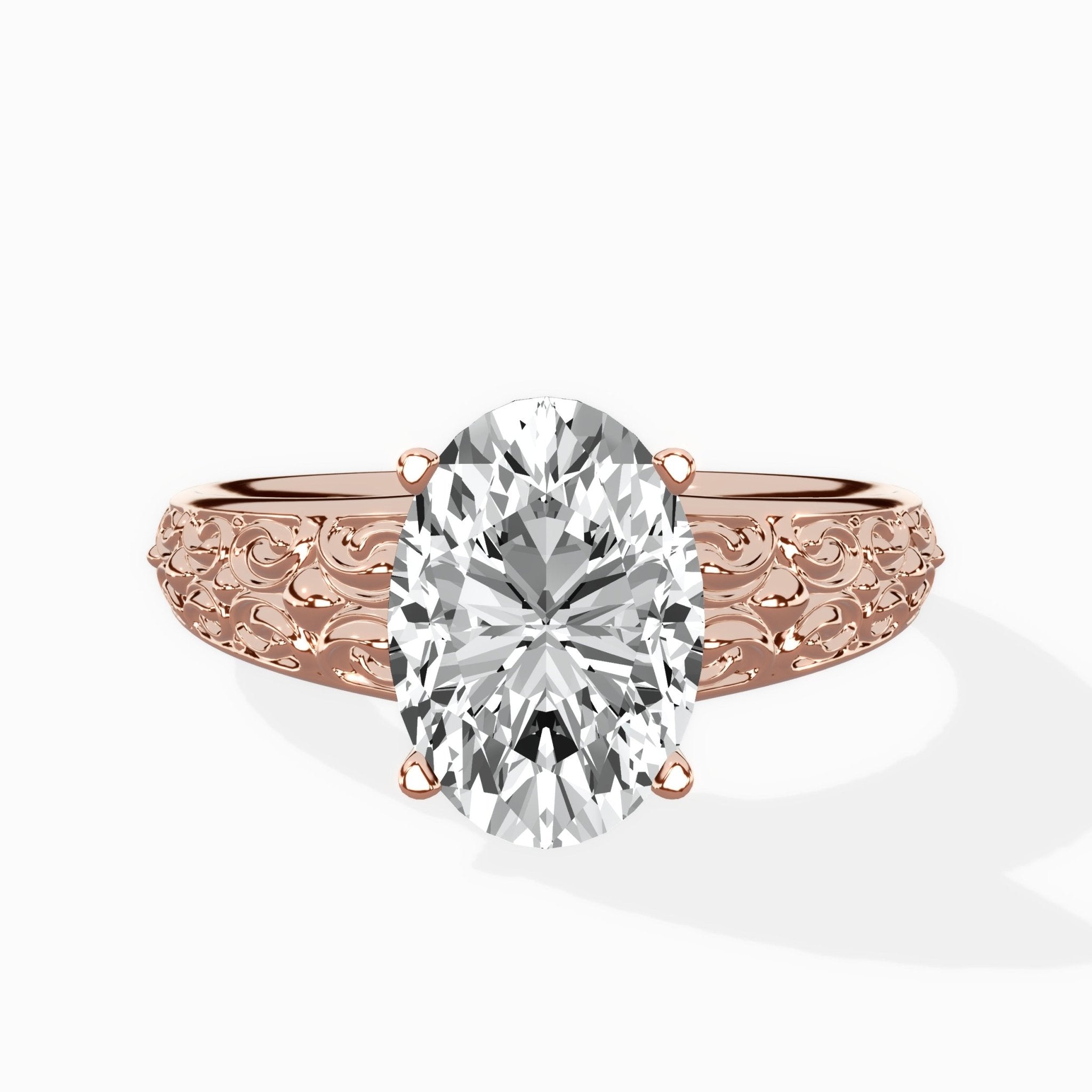 Vintage Scrollwork Solitaire Ring Engagement Ring - The Better Diamonds