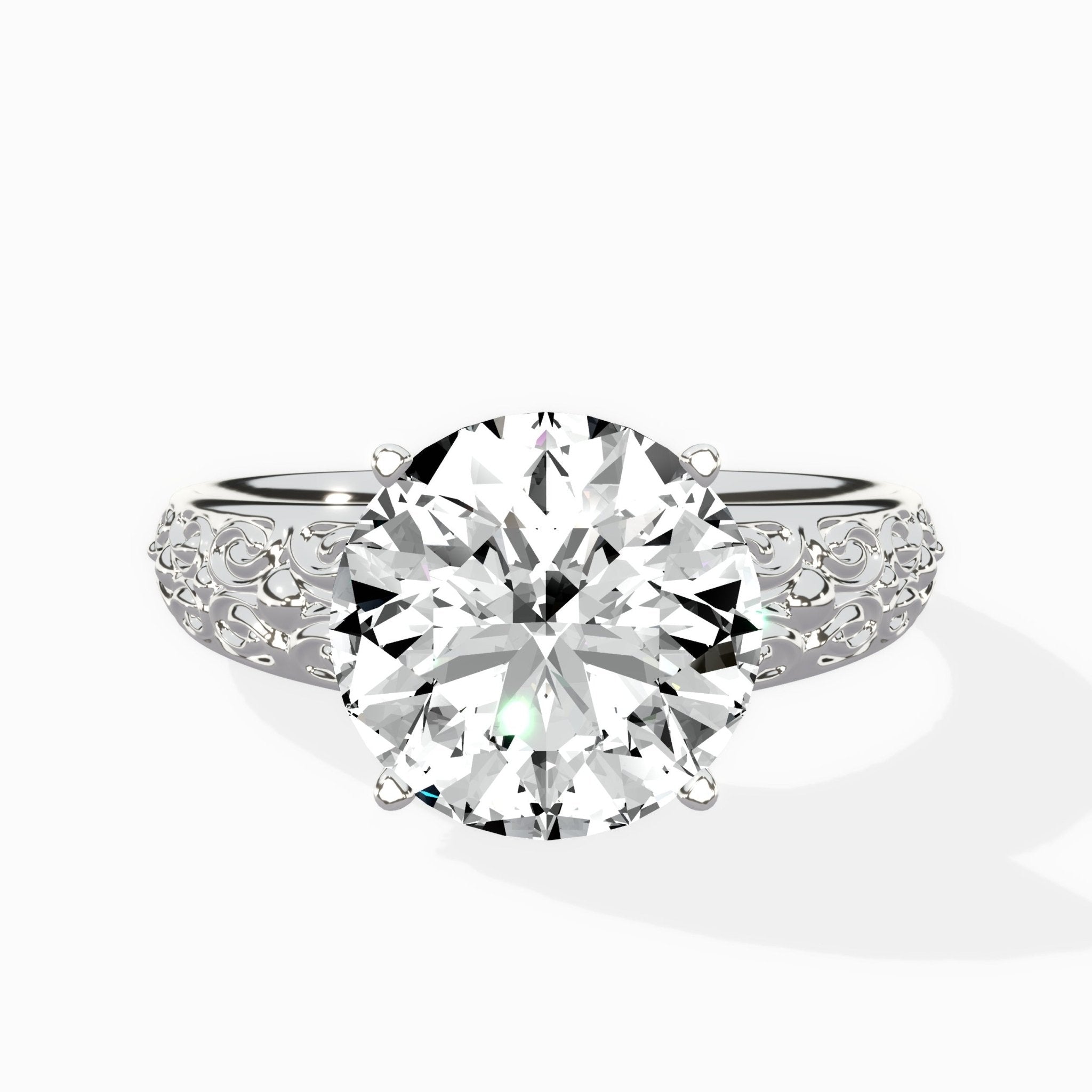 Vintage Scrollwork Solitaire Ring Engagement Ring - The Better Diamonds