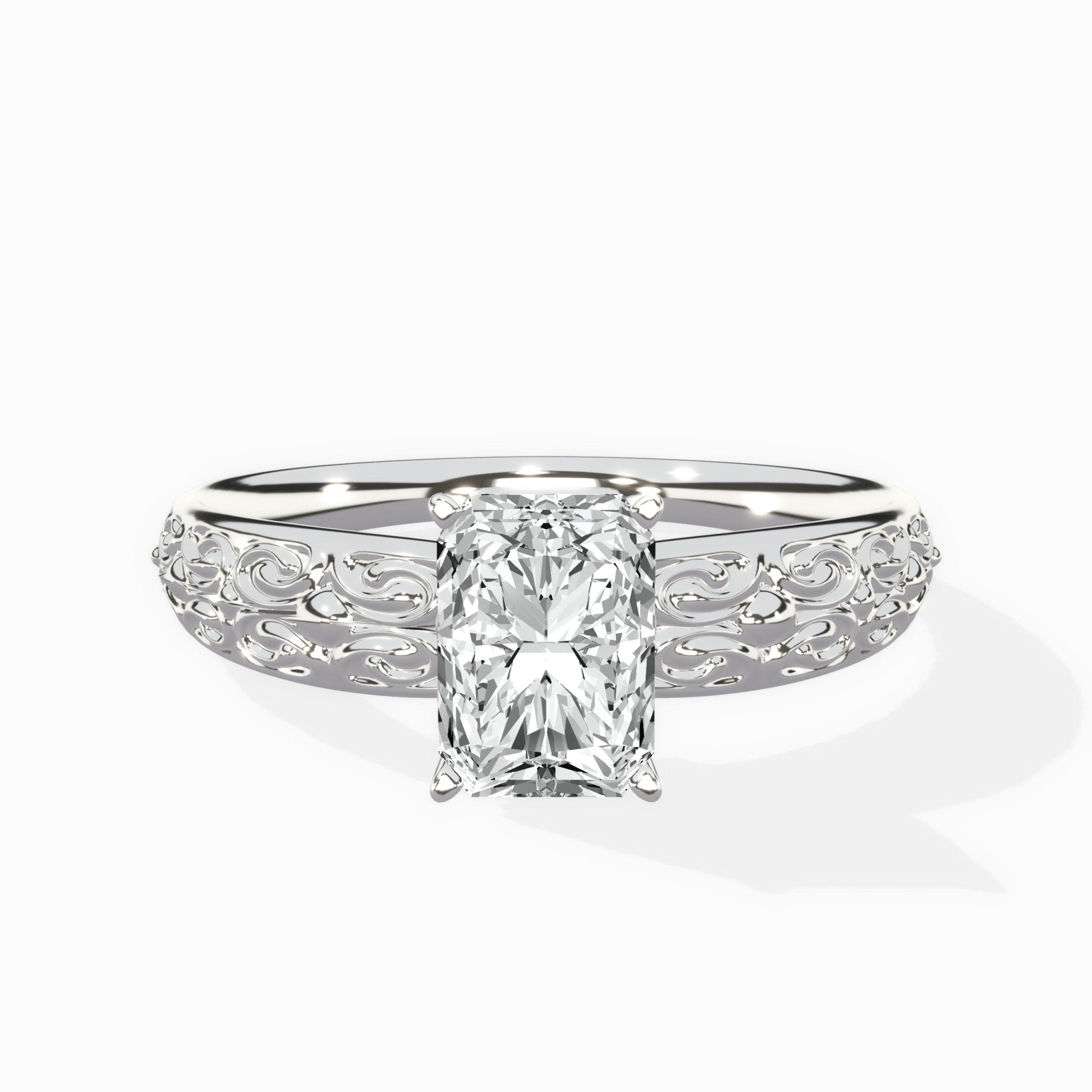 Vintage Scrollwork Solitaire Ring Engagement Ring - The Better Diamonds