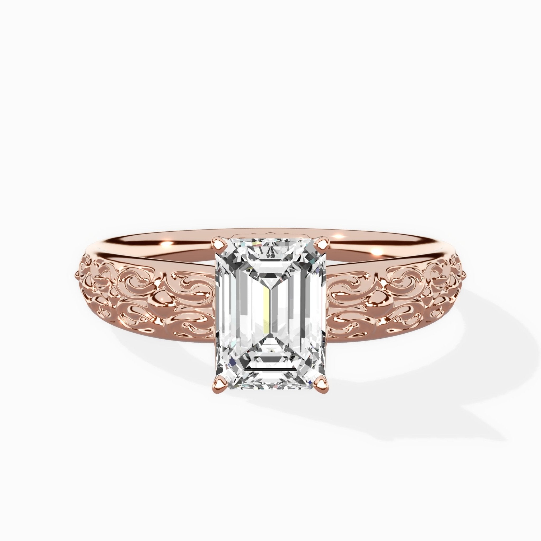Vintage Scrollwork Solitaire Ring Engagement Ring - The Better Diamonds