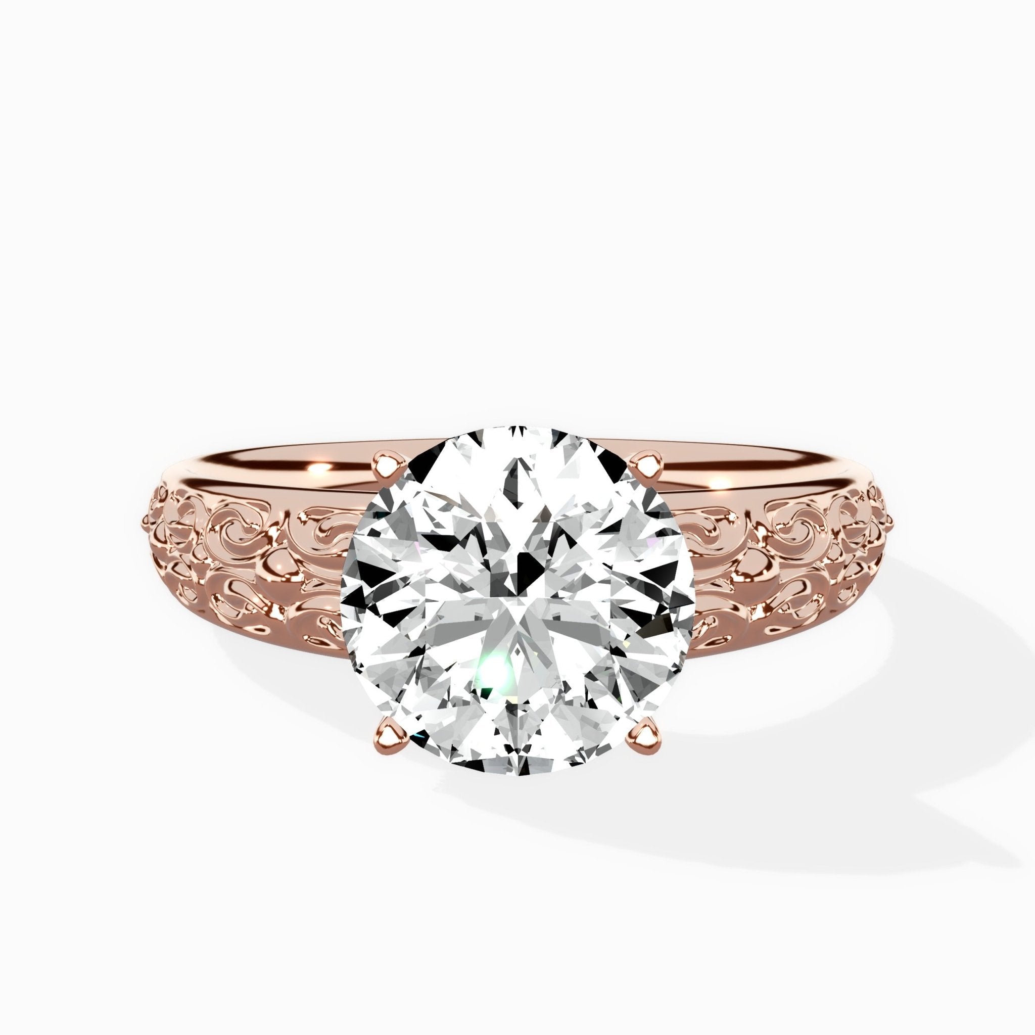 Vintage Scrollwork Solitaire Ring Engagement Ring - The Better Diamonds