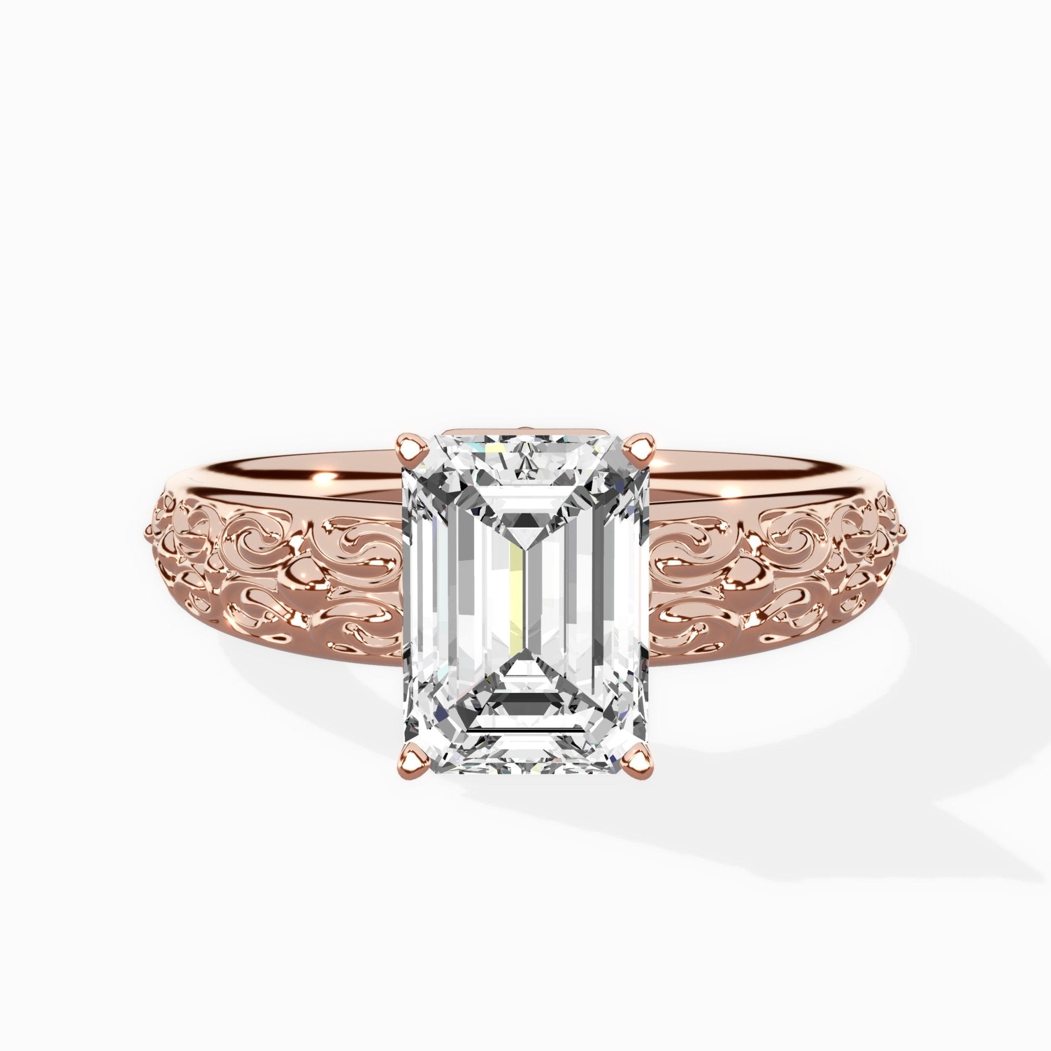 Vintage Scrollwork Solitaire Ring Engagement Ring - The Better Diamonds