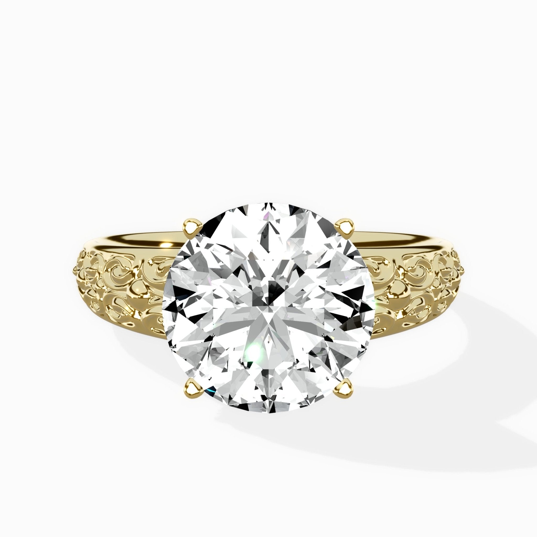 Vintage Scrollwork Solitaire Ring Engagement Ring - The Better Diamonds