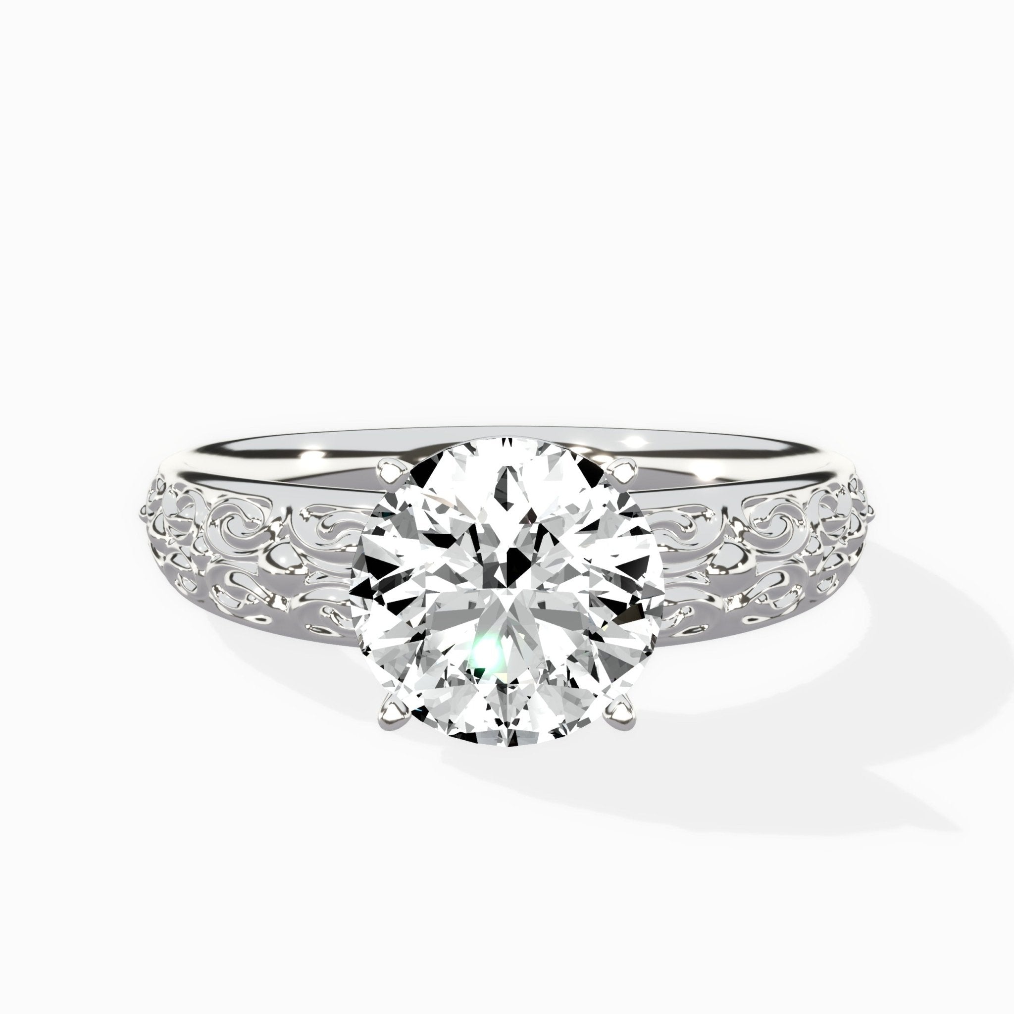 Vintage Scrollwork Solitaire Ring Engagement Ring - The Better Diamonds