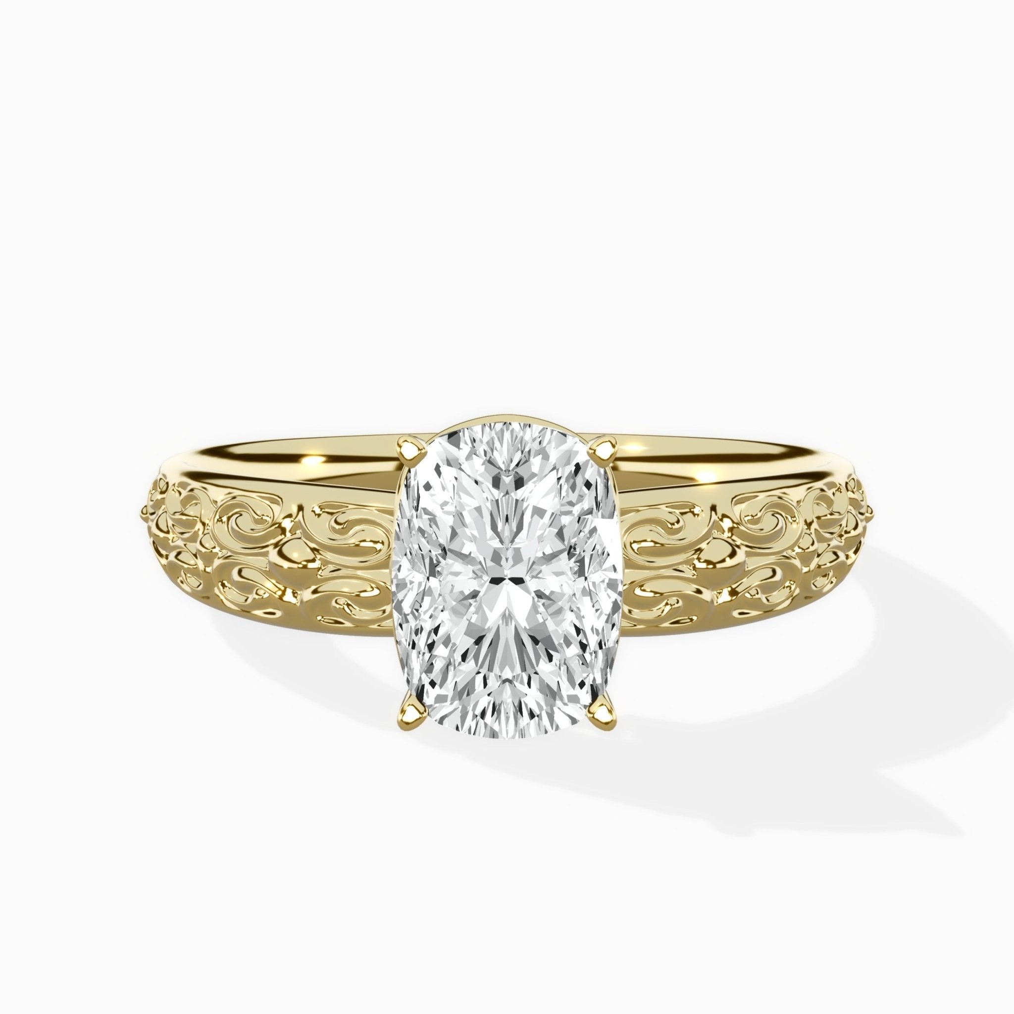 Vintage Scrollwork Solitaire Ring Engagement Ring - The Better Diamonds