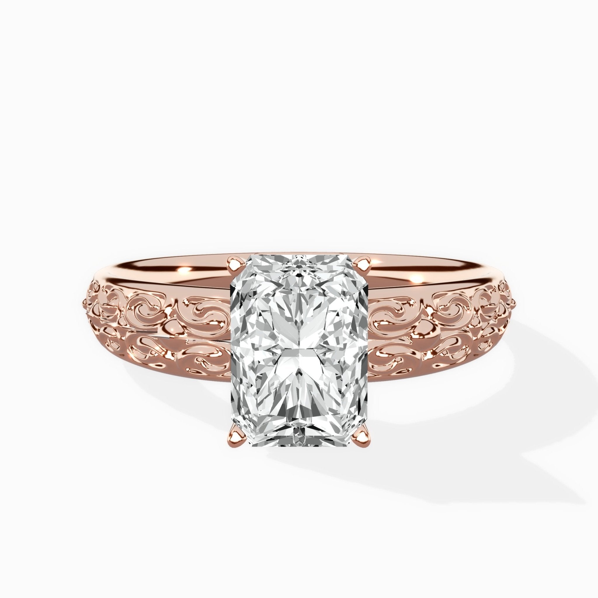 Vintage Scrollwork Solitaire Ring Engagement Ring - The Better Diamonds
