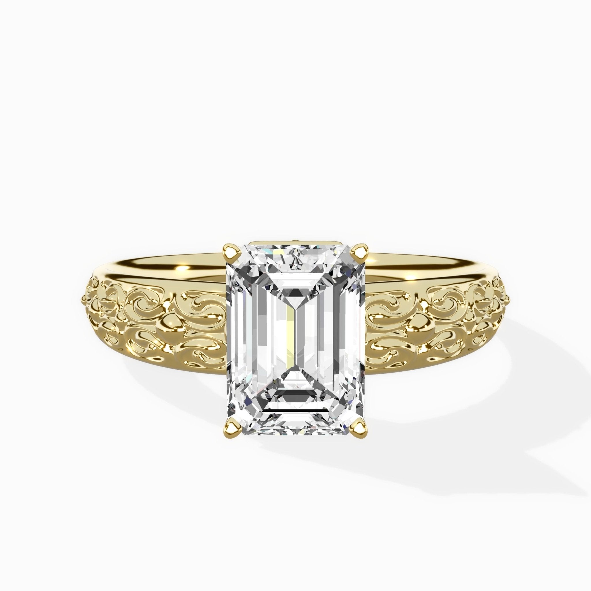 Vintage Scrollwork Solitaire Ring Engagement Ring - The Better Diamonds