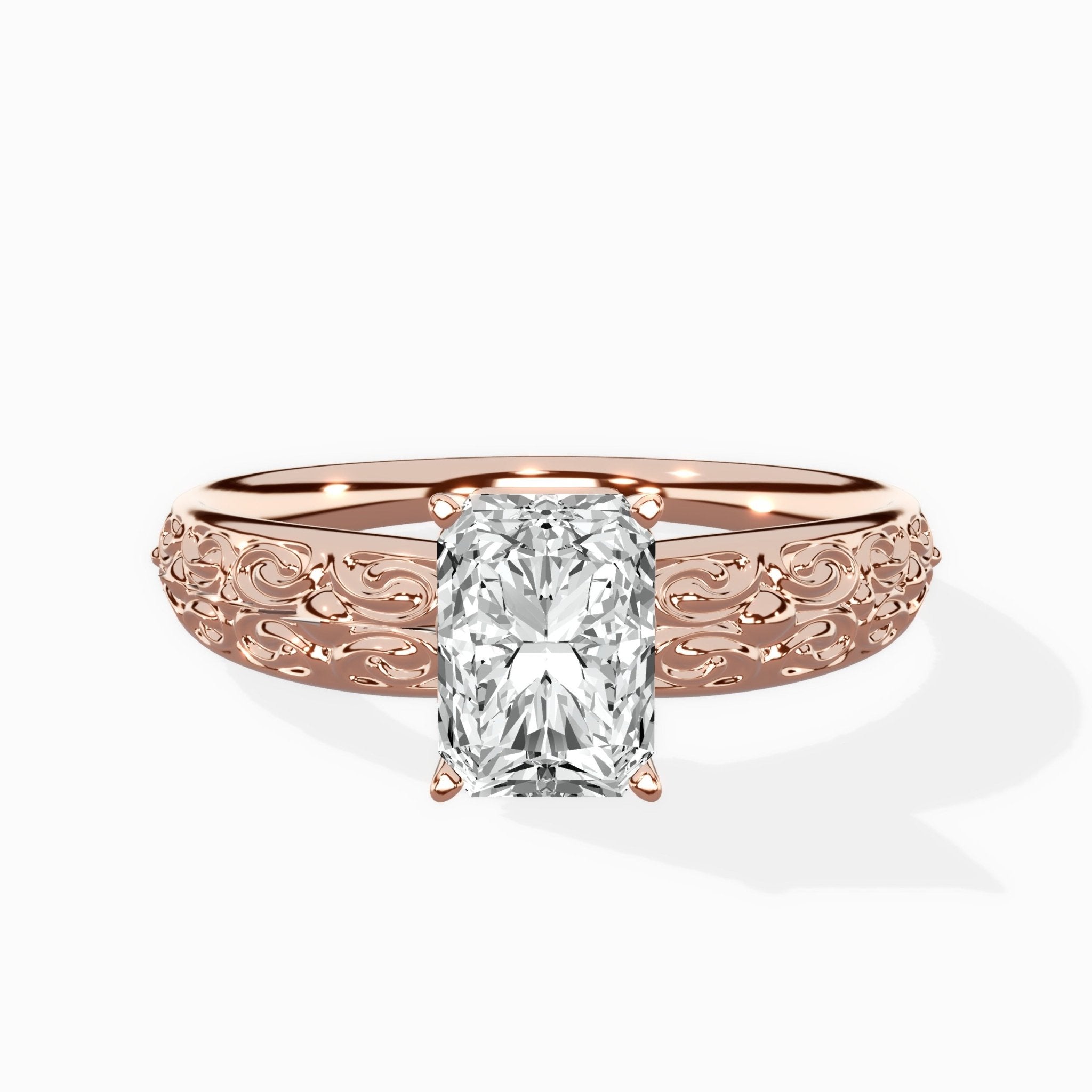 Vintage Scrollwork Solitaire Ring Engagement Ring - The Better Diamonds