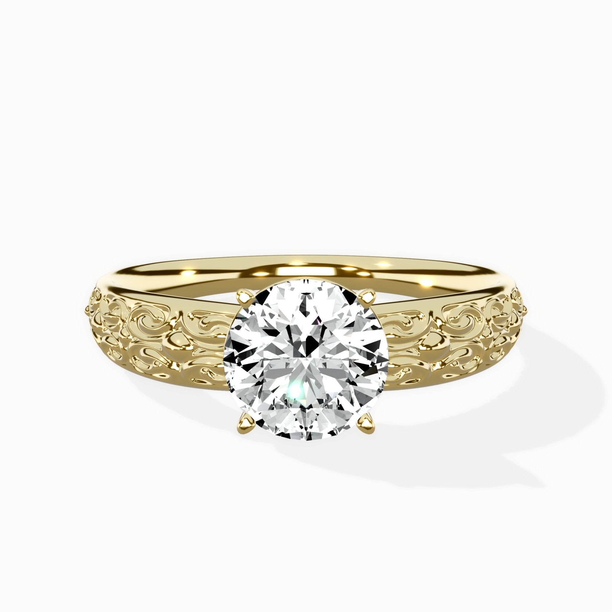 Vintage Scrollwork Solitaire Ring Engagement Ring - The Better Diamonds