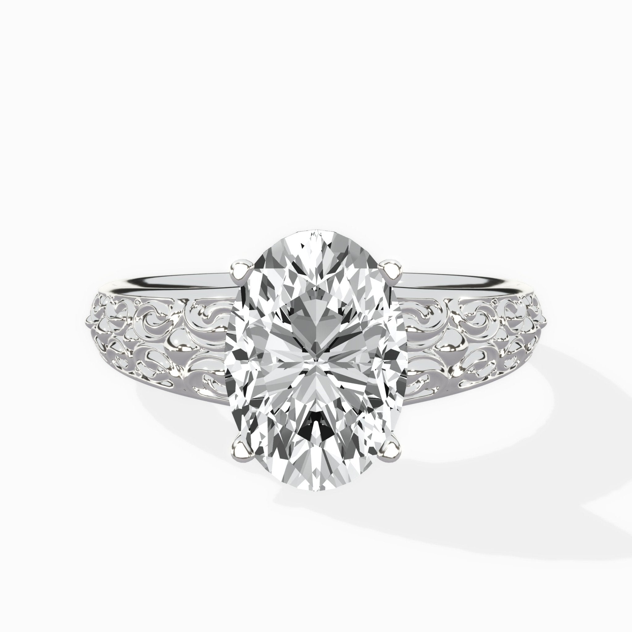Vintage Scrollwork Solitaire Ring Engagement Ring - The Better Diamonds