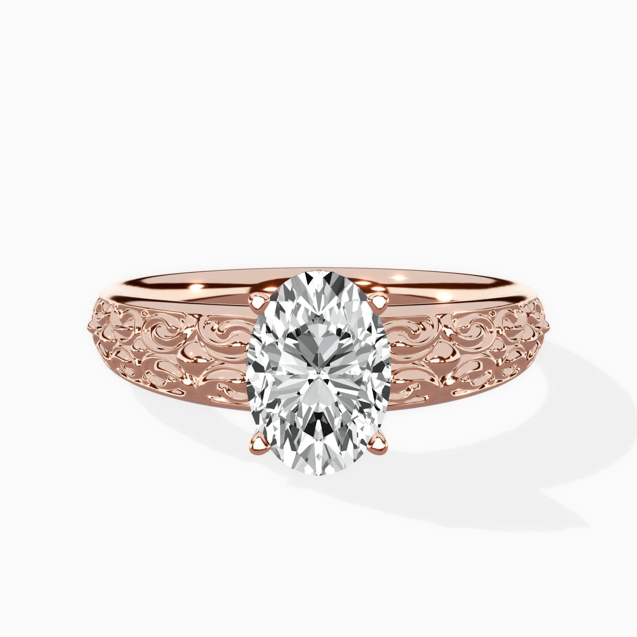 Vintage Scrollwork Solitaire Ring Engagement Ring - The Better Diamonds