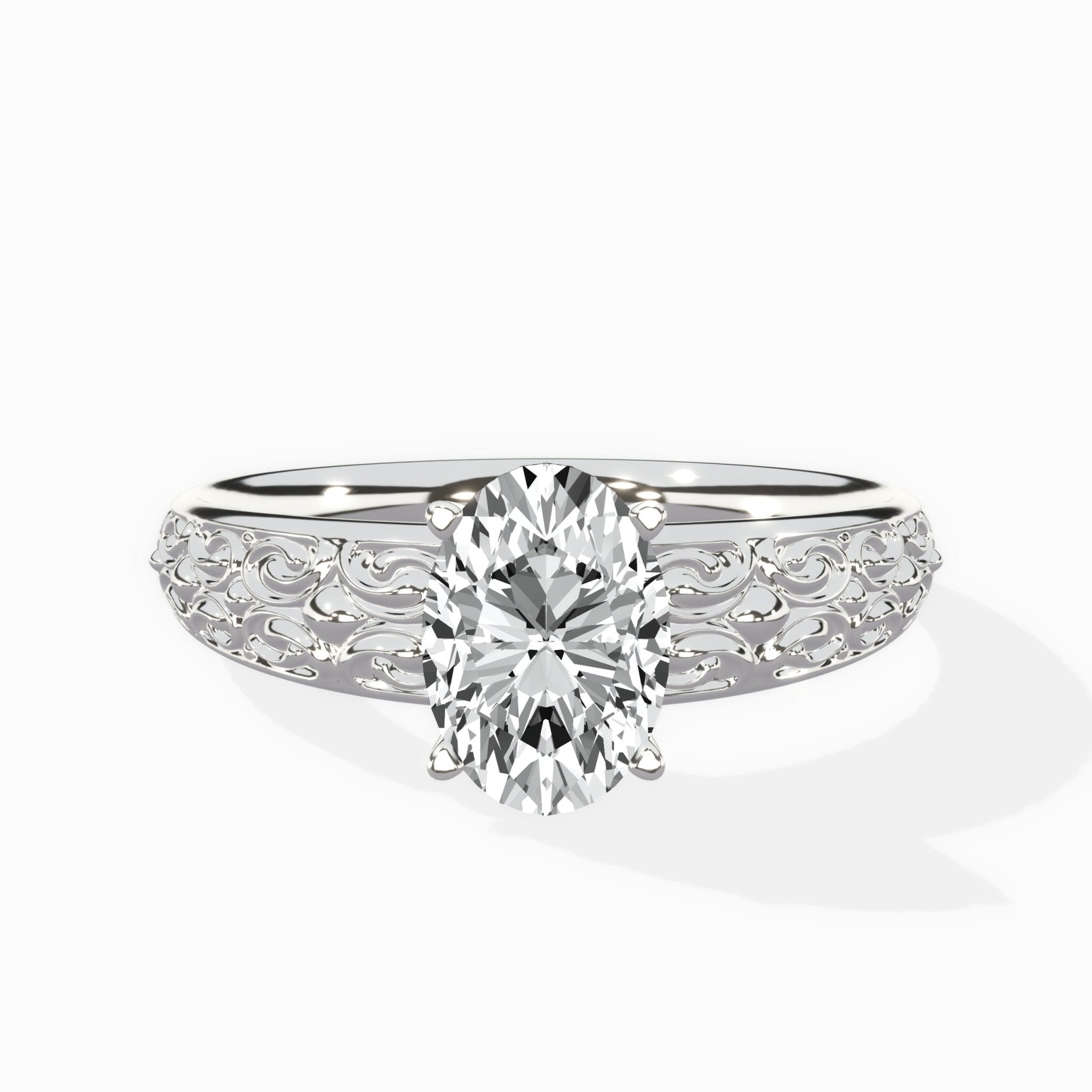 Vintage Scrollwork Solitaire Ring Engagement Ring - The Better Diamonds