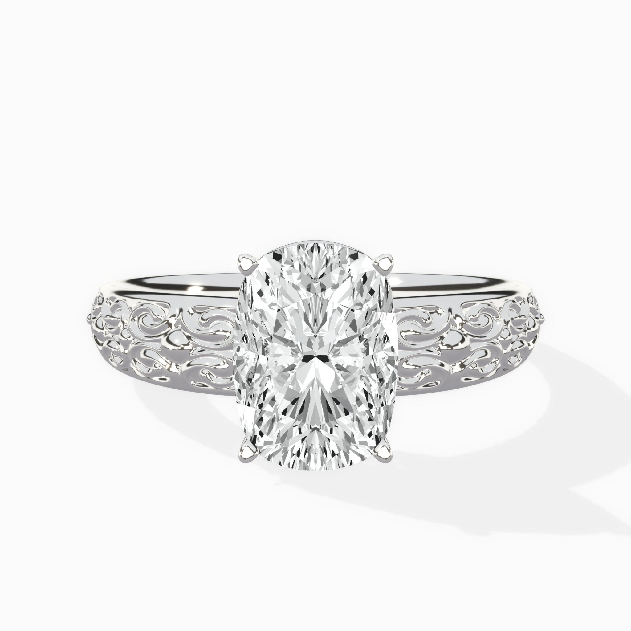 Vintage Scrollwork Solitaire Ring Engagement Ring - The Better Diamonds
