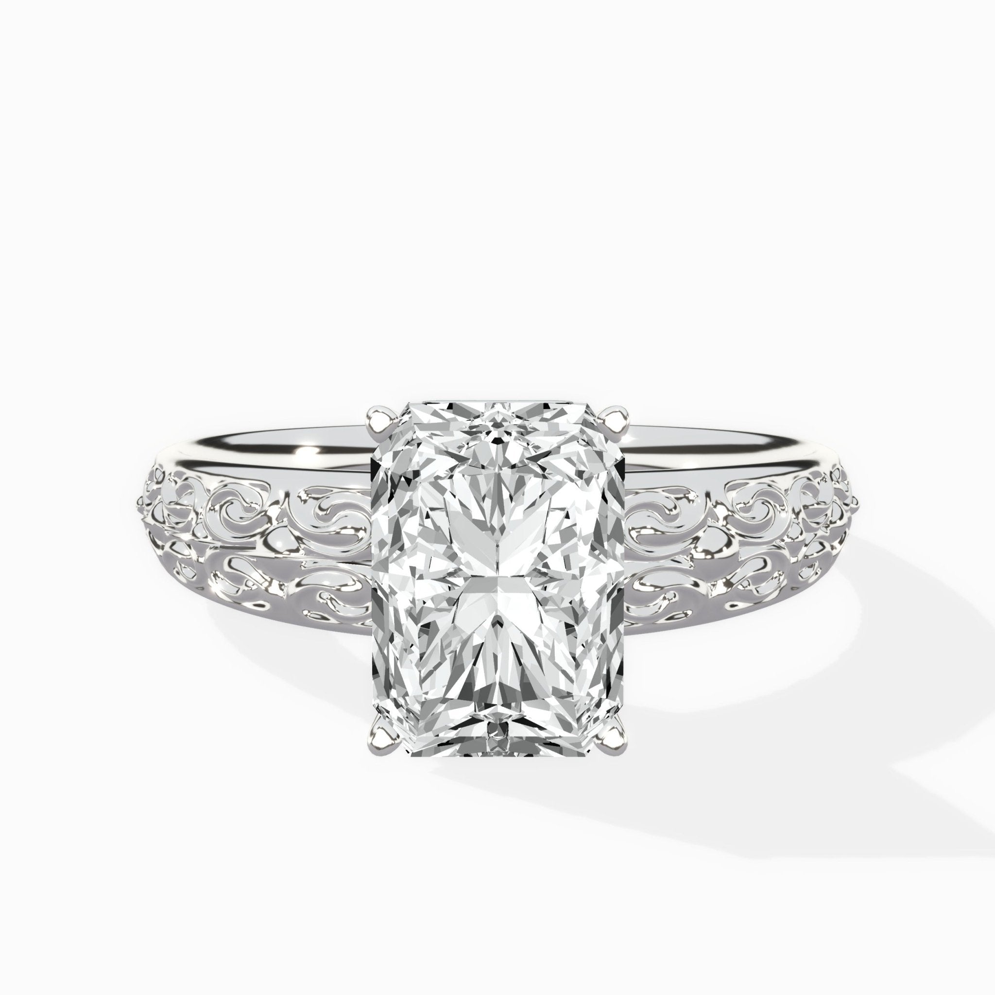 Vintage Scrollwork Solitaire Ring Engagement Ring - The Better Diamonds