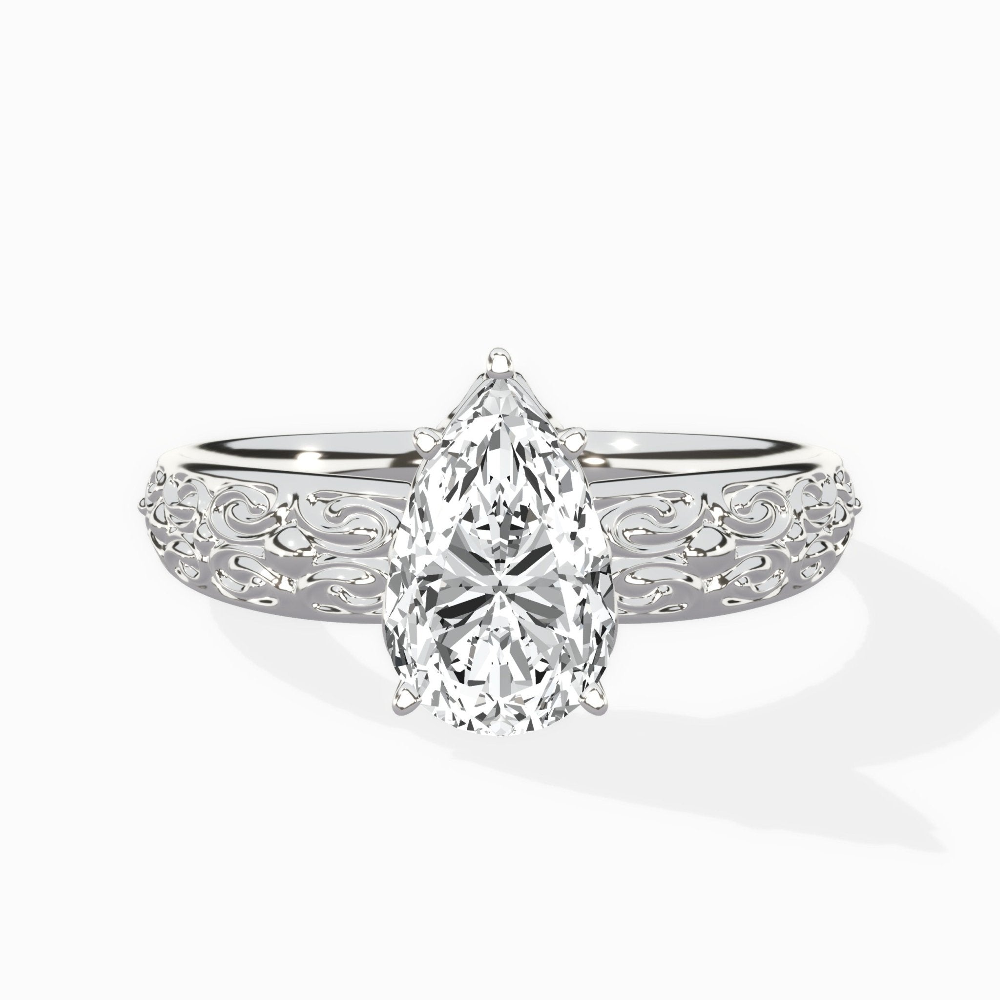 Vintage Scrollwork Solitaire Ring Engagement Ring - The Better Diamonds
