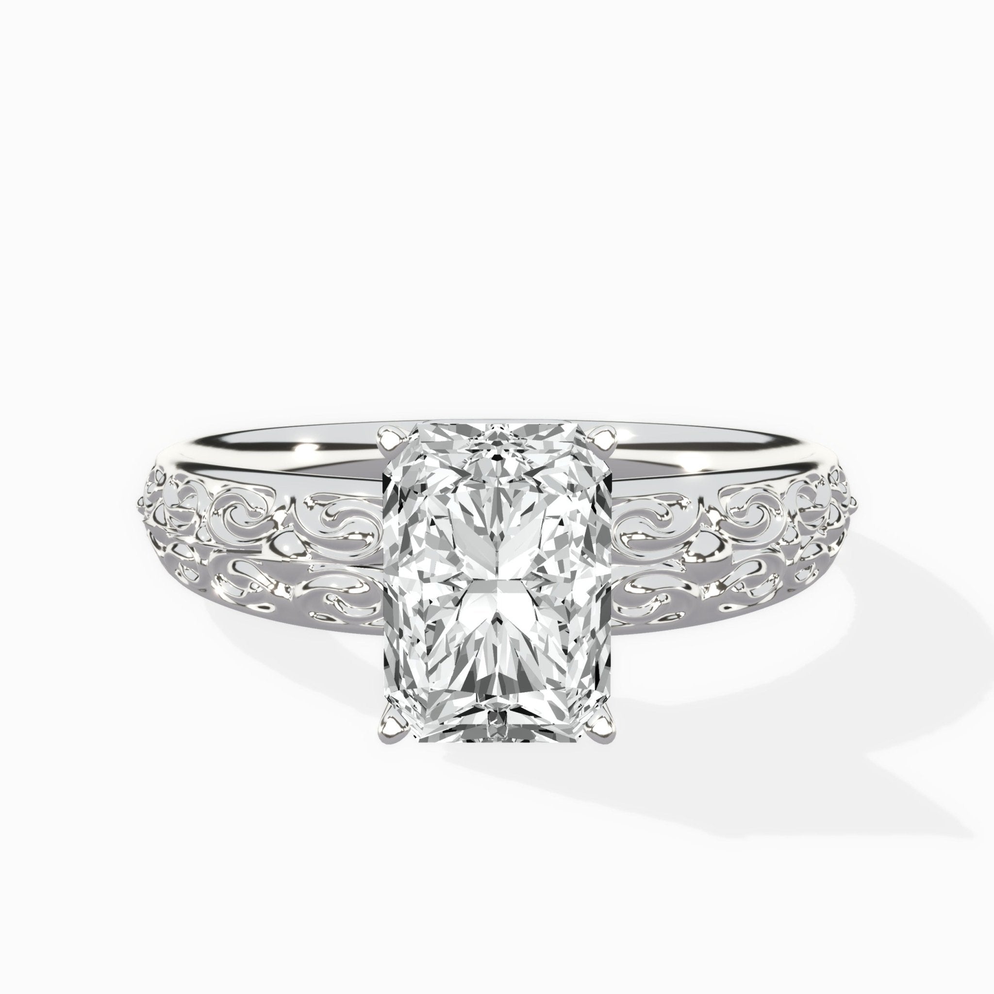 Vintage Scrollwork Solitaire Ring Engagement Ring - The Better Diamonds