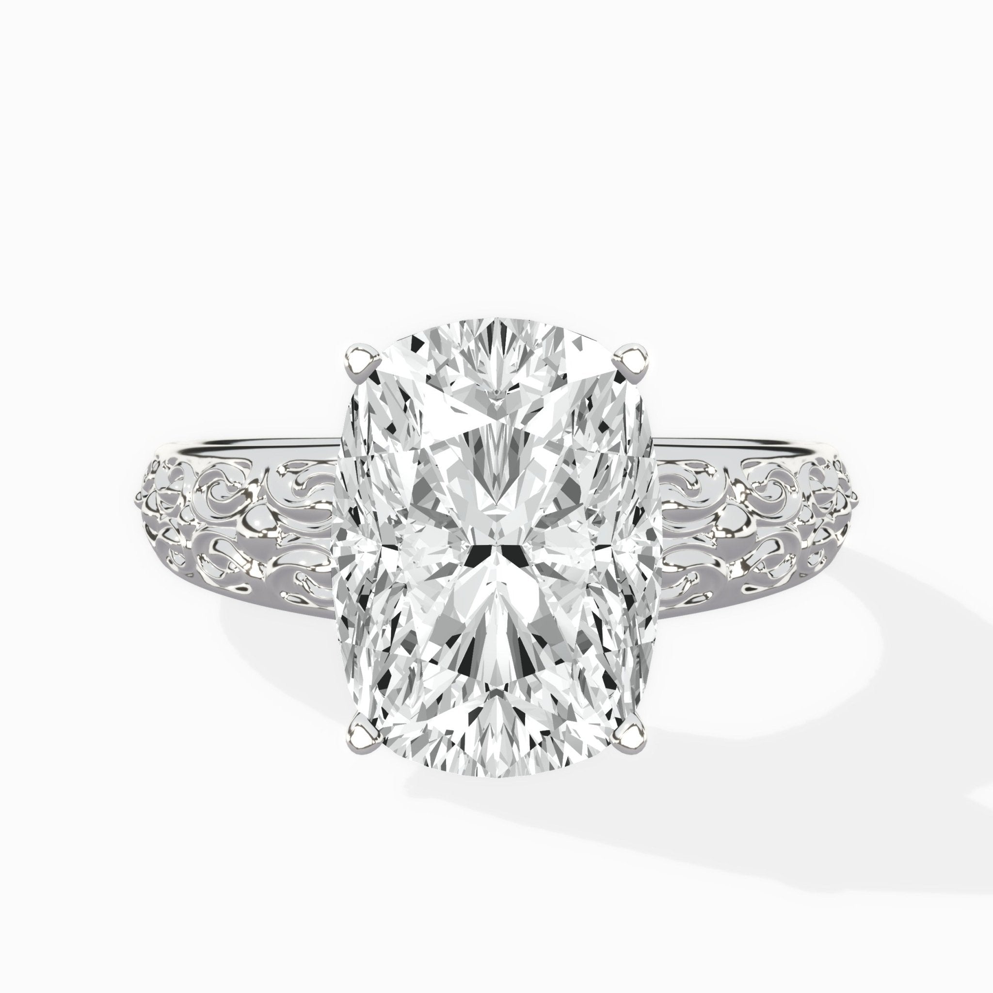 Vintage Scrollwork Solitaire Ring Engagement Ring - The Better Diamonds