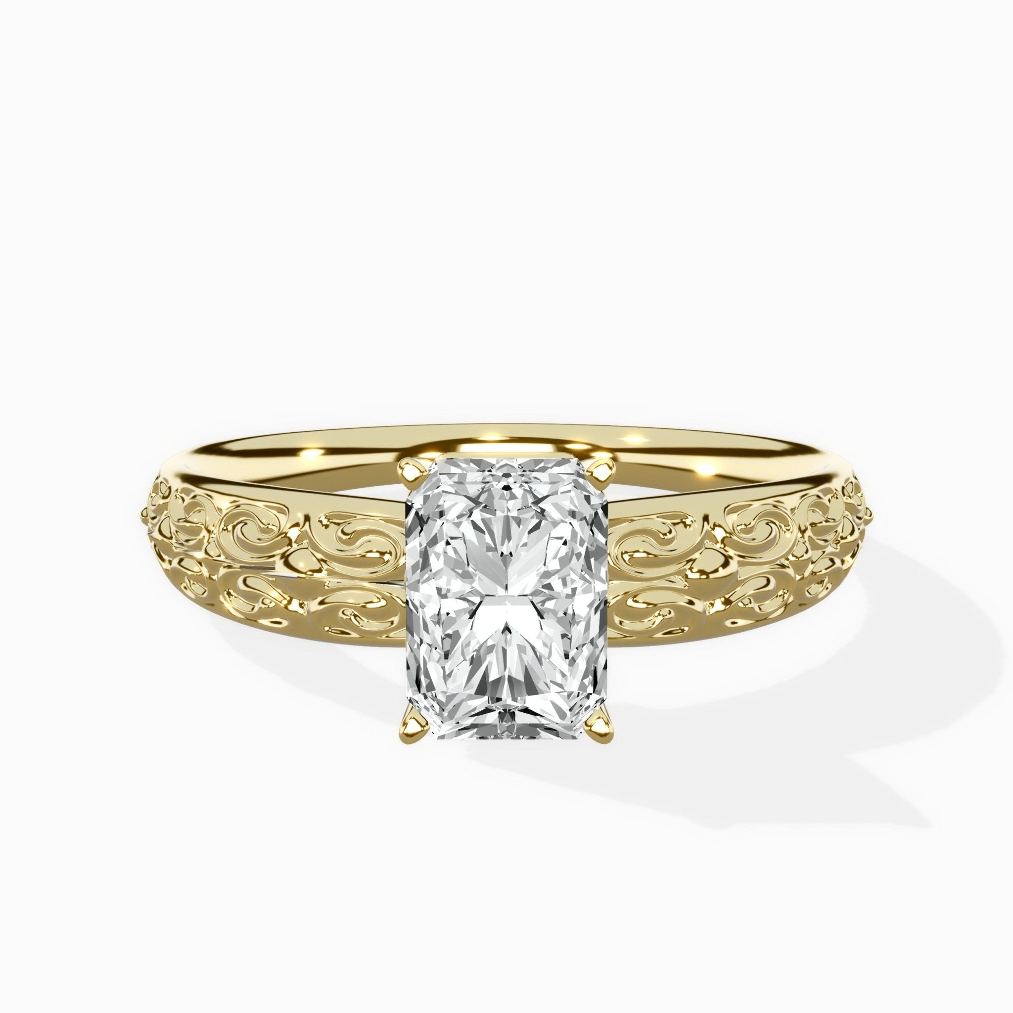 Vintage Scrollwork Solitaire Ring Engagement Ring - The Better Diamonds