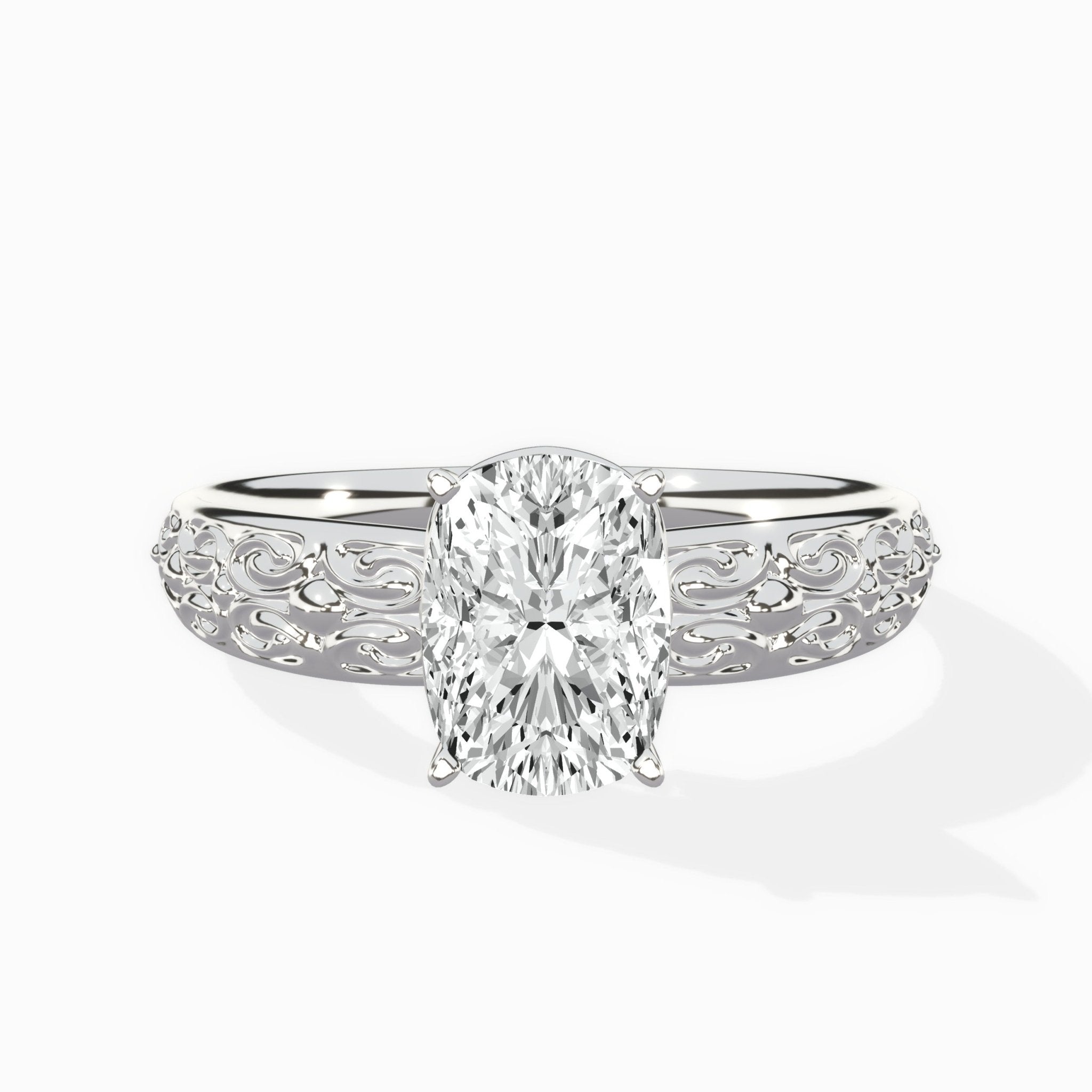 Vintage Scrollwork Solitaire Ring Engagement Ring - The Better Diamonds