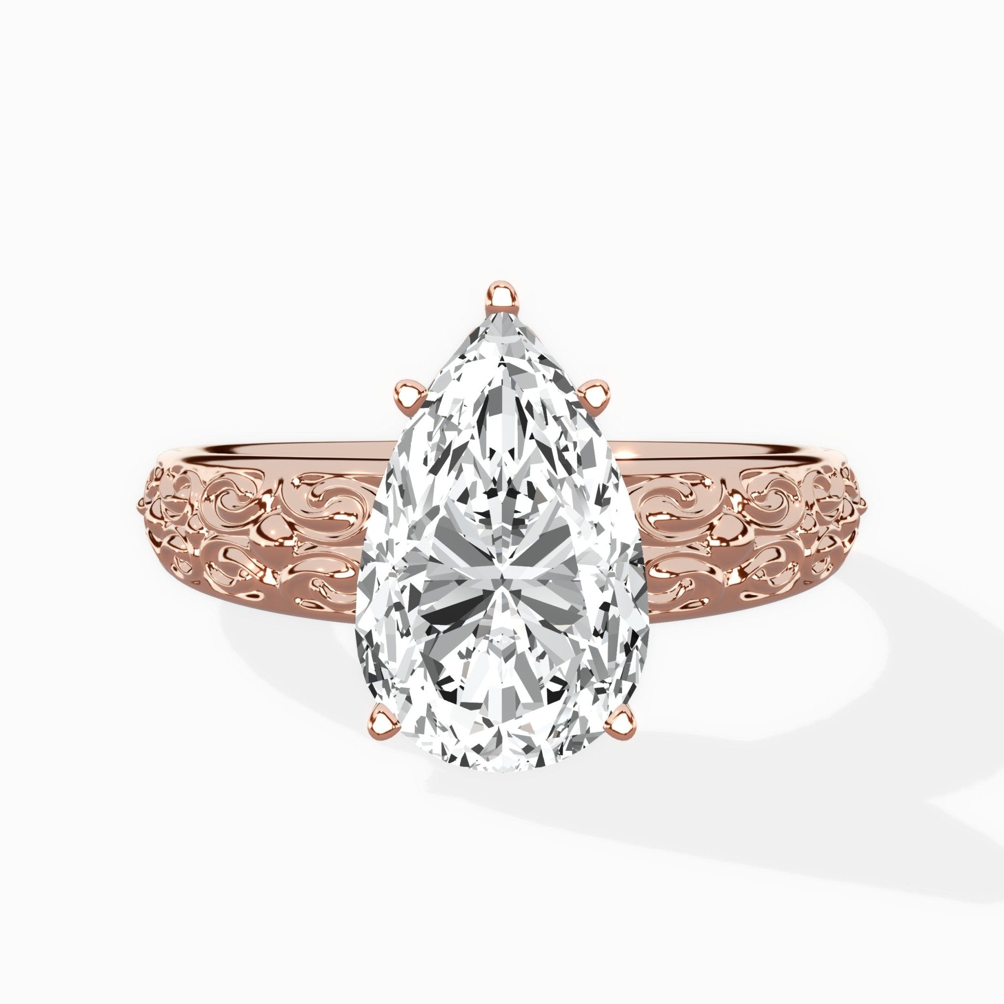 Vintage Scrollwork Solitaire Ring Engagement Ring - The Better Diamonds