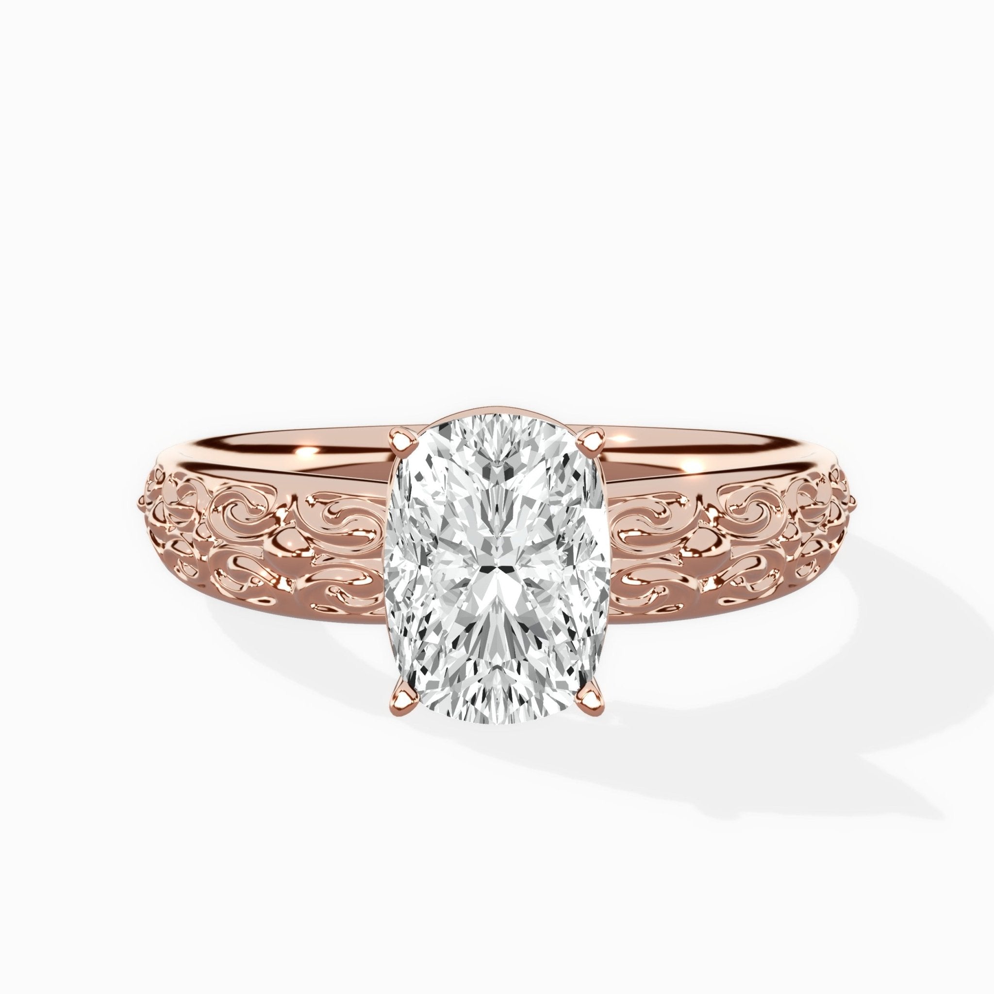 Vintage Scrollwork Solitaire Ring Engagement Ring - The Better Diamonds