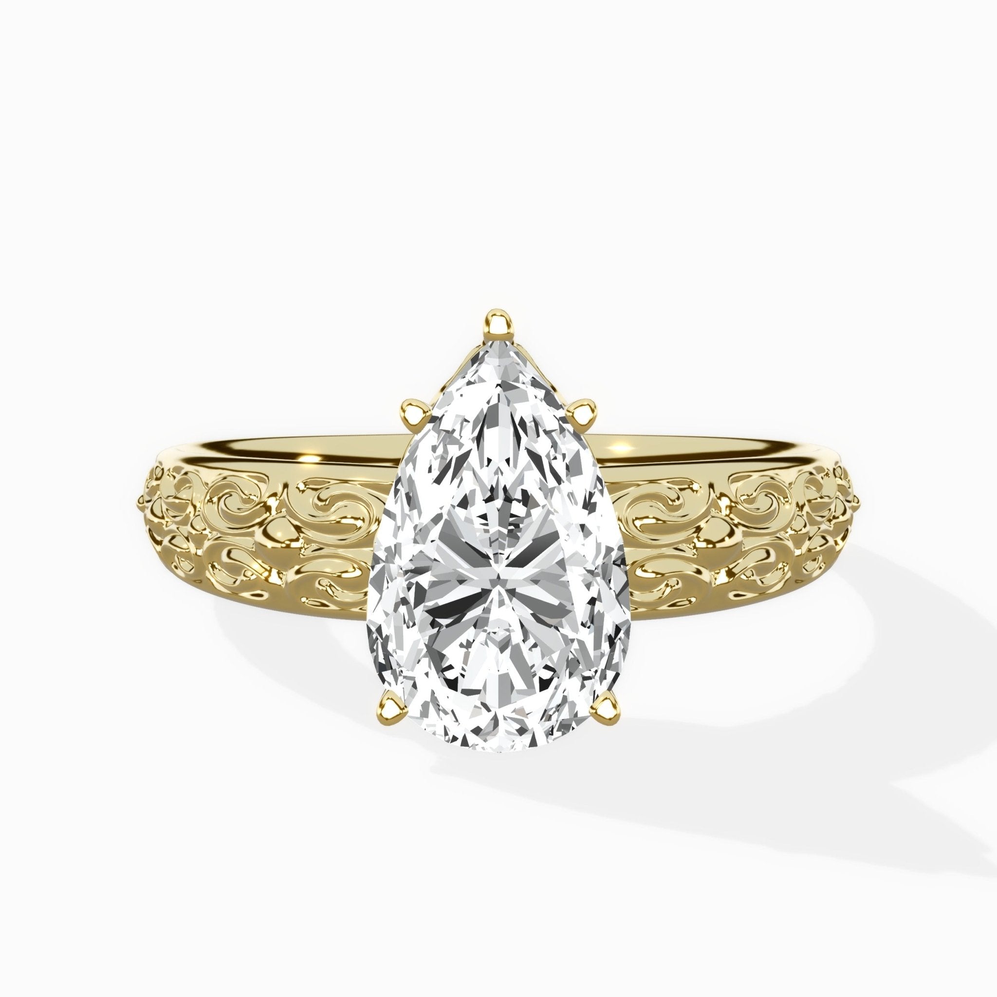 Vintage Scrollwork Solitaire Ring Engagement Ring - The Better Diamonds