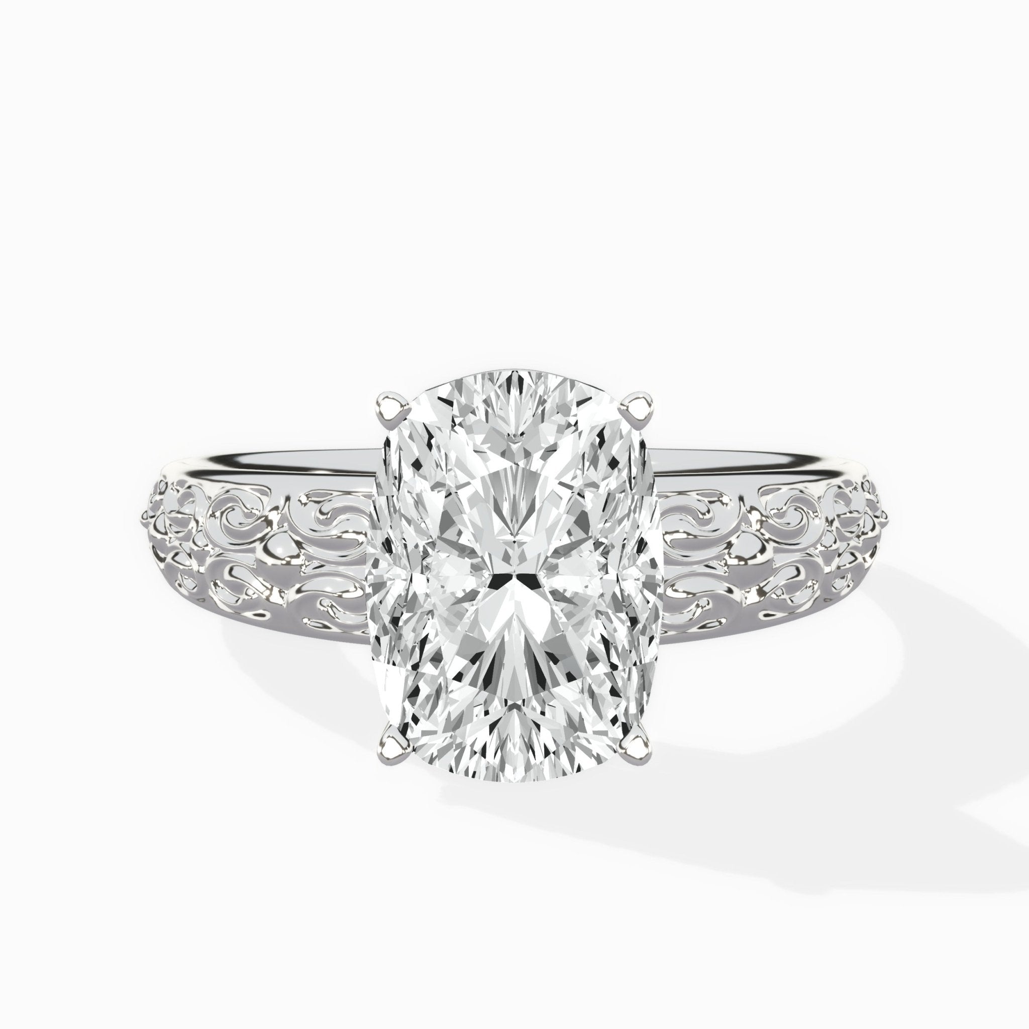 Vintage Scrollwork Solitaire Ring Engagement Ring - The Better Diamonds