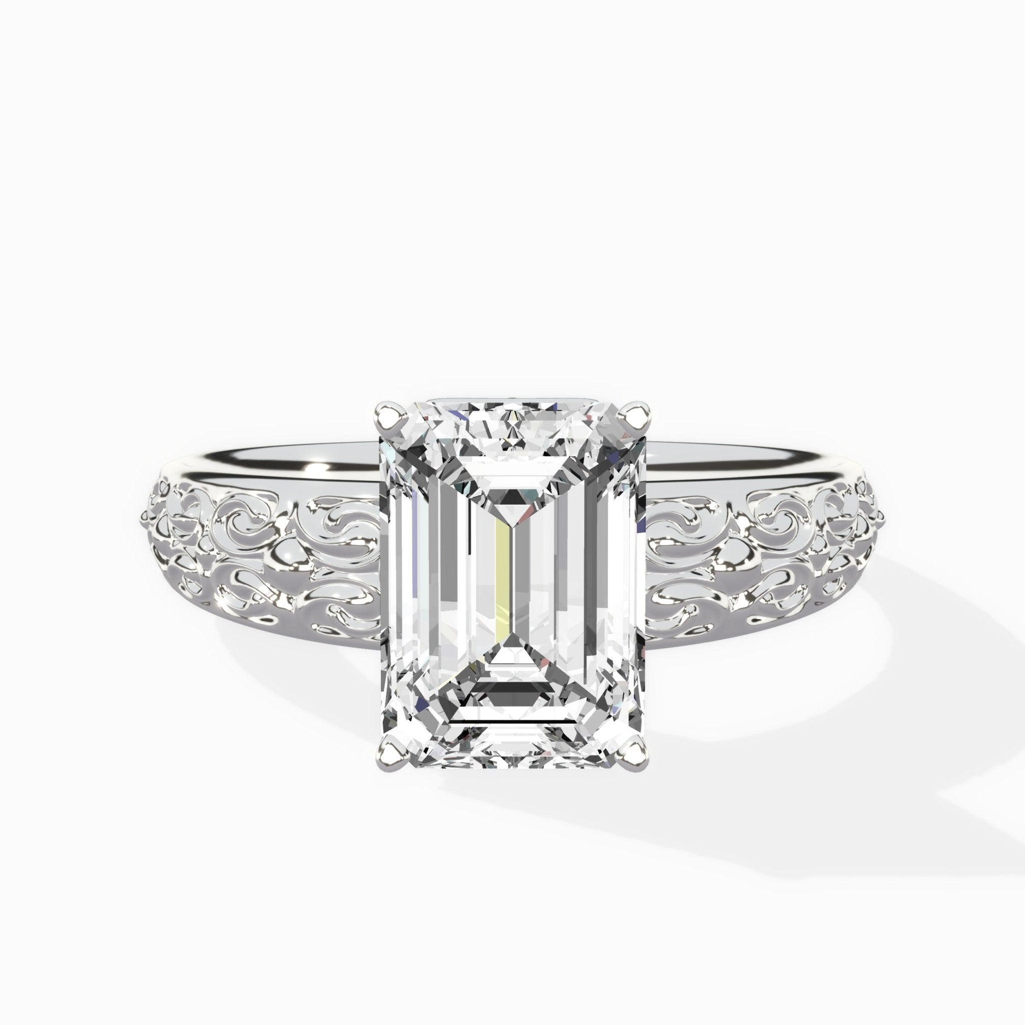 Vintage Scrollwork Solitaire Ring Engagement Ring - The Better Diamonds