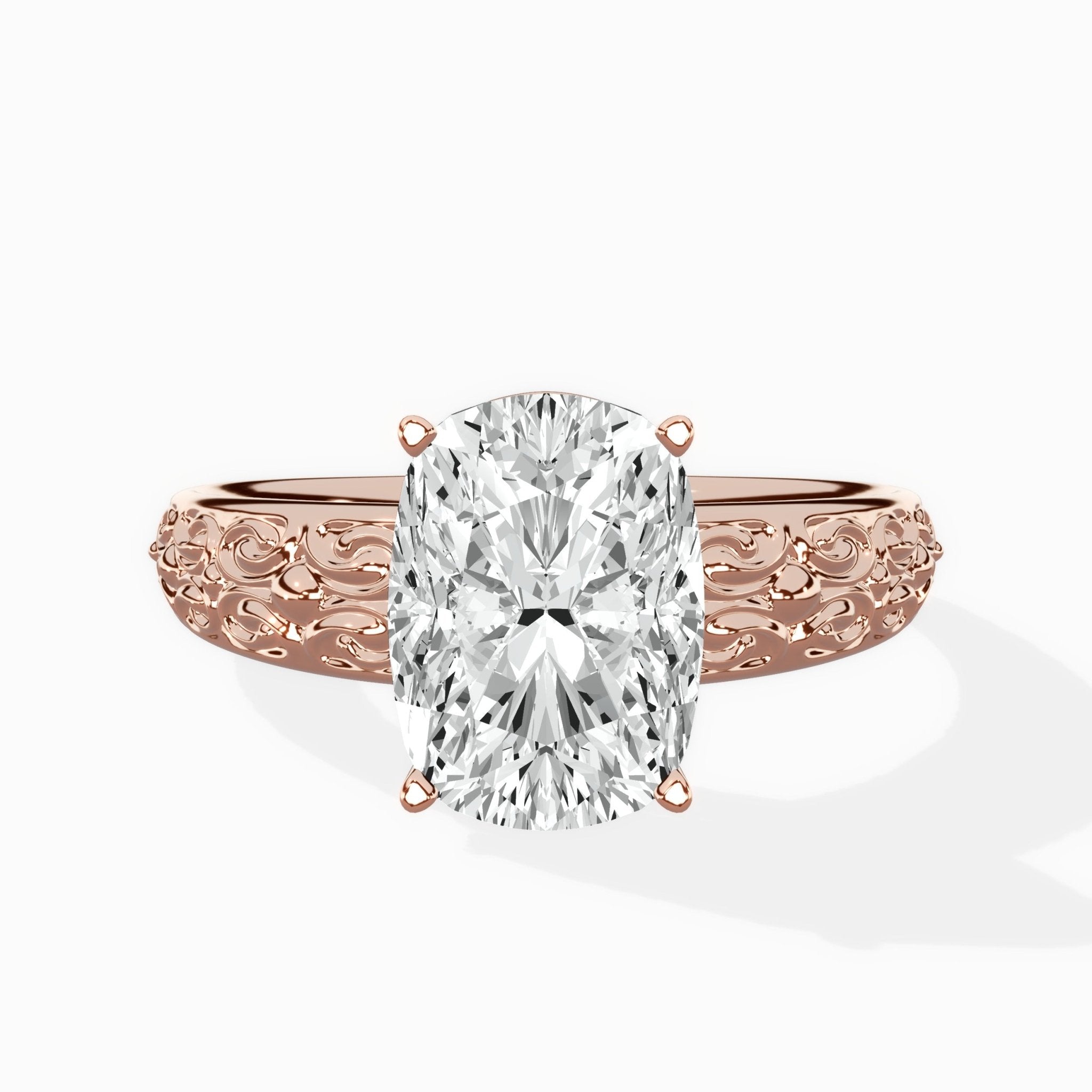 Vintage Scrollwork Solitaire Ring Engagement Ring - The Better Diamonds
